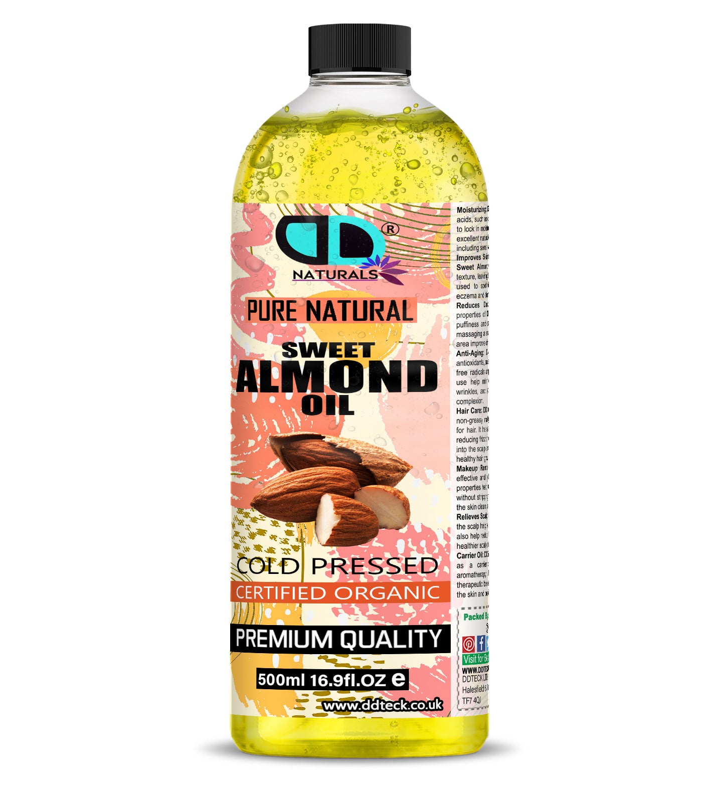 Pure Natural Sweet Almond Oil - Cold Pressed & Certified Organic