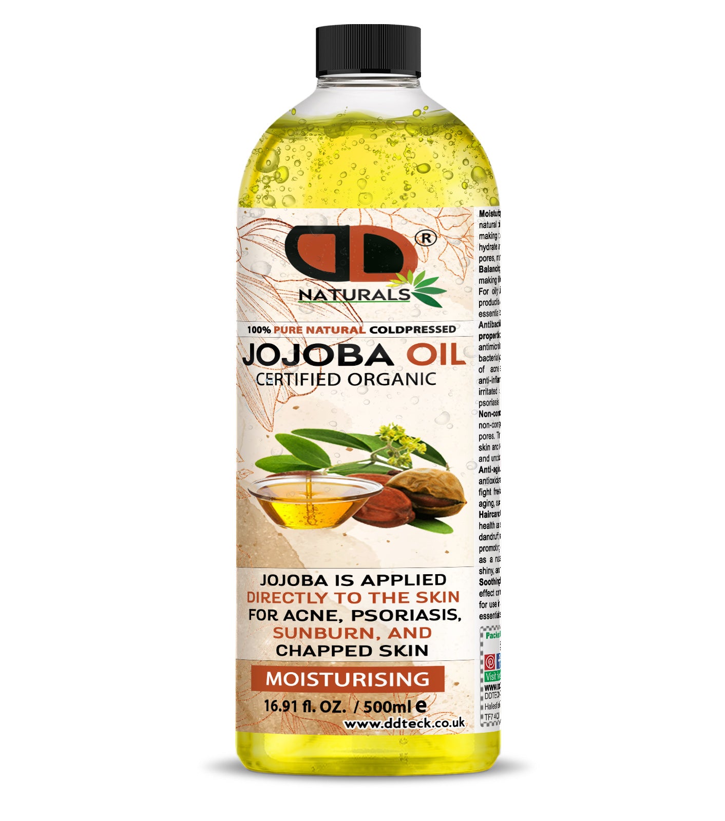 100% Pure Natural Cold pressed Jojoba Oil – Certified Organic Moisturizer