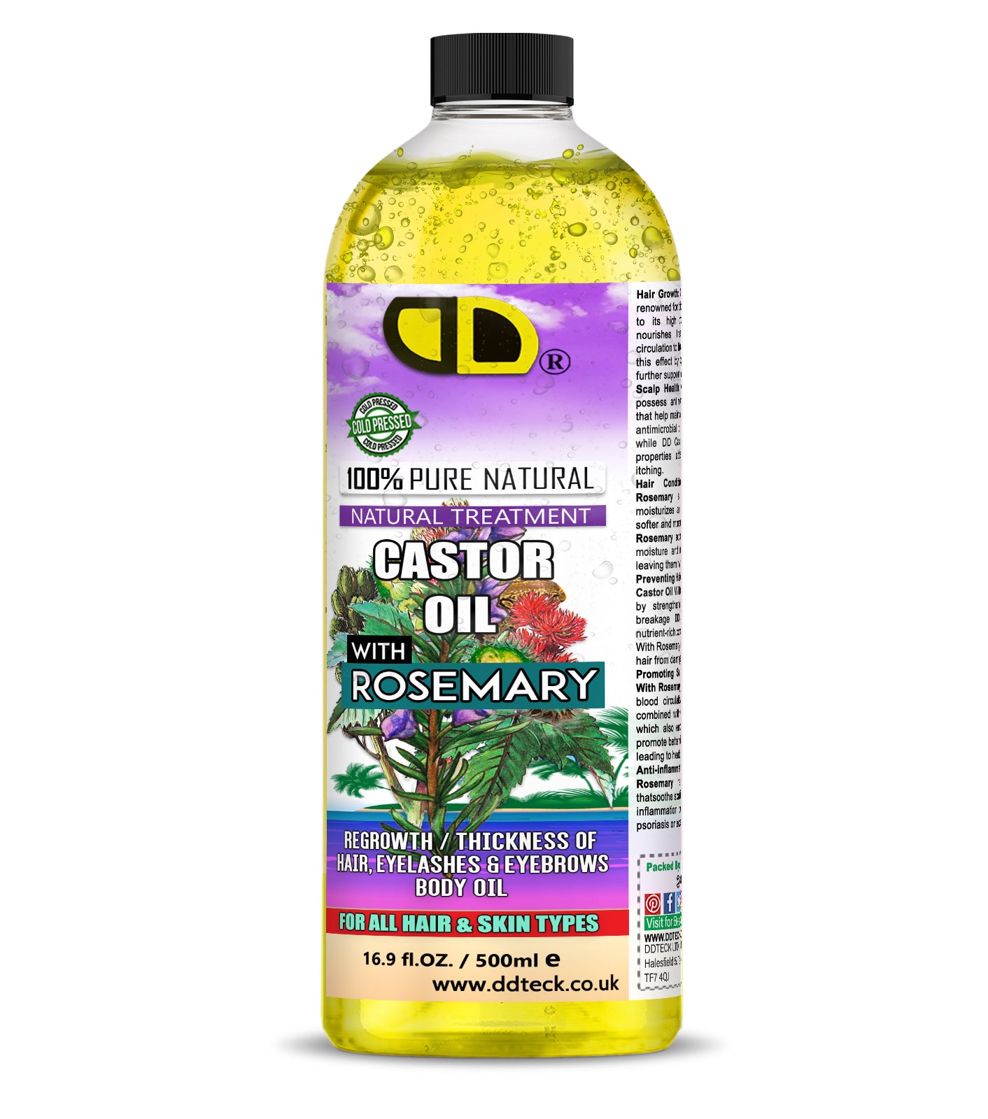 Castor & Rosemary Hair & Body Oil | Natural Treatment for Hair, Lashes & Brows
