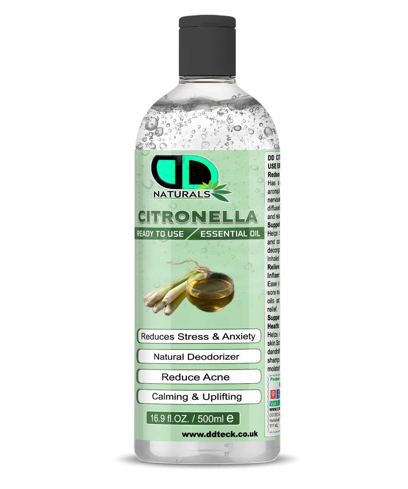 100% Pure Citronella Essential Oil – Natural Deodorizer & Stress Relief