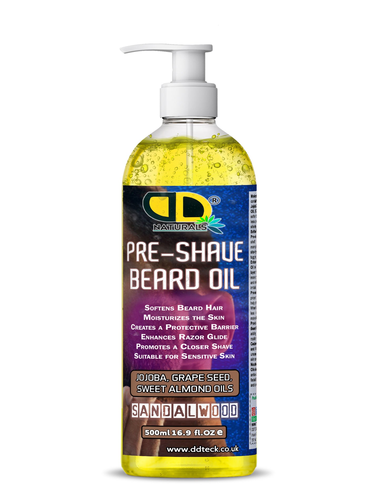 Pre-Shave Beard Oil with Jojoba, Grapeseed & Sweet Almond Oils – Sandalwood | Smooth & Protective Shave