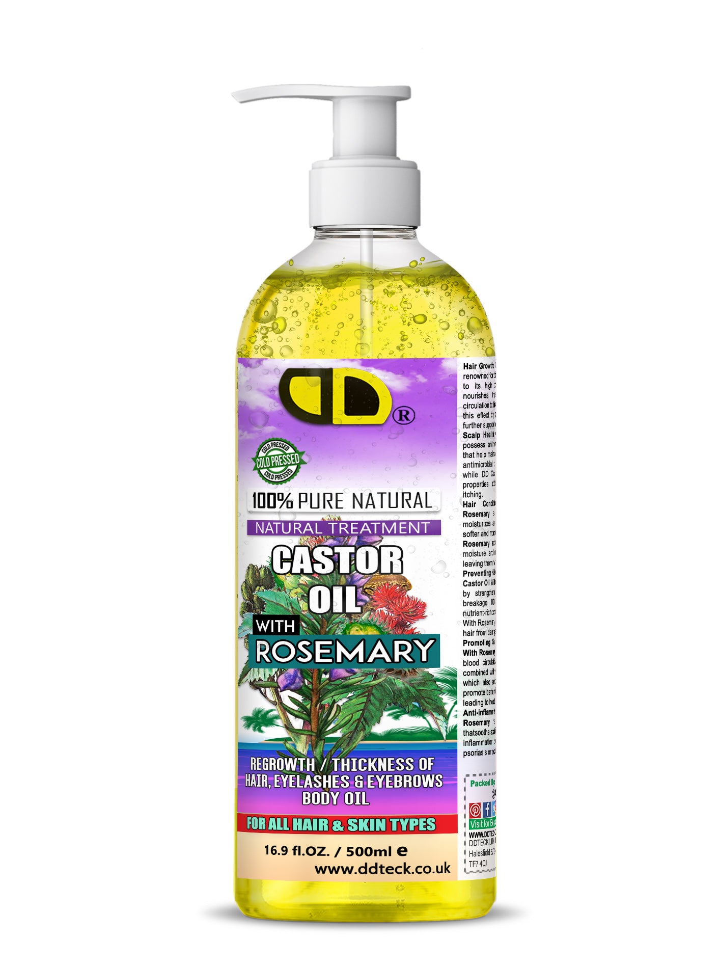 Castor & Rosemary Hair & Body Oil | Natural Treatment for Hair, Lashes & Brows