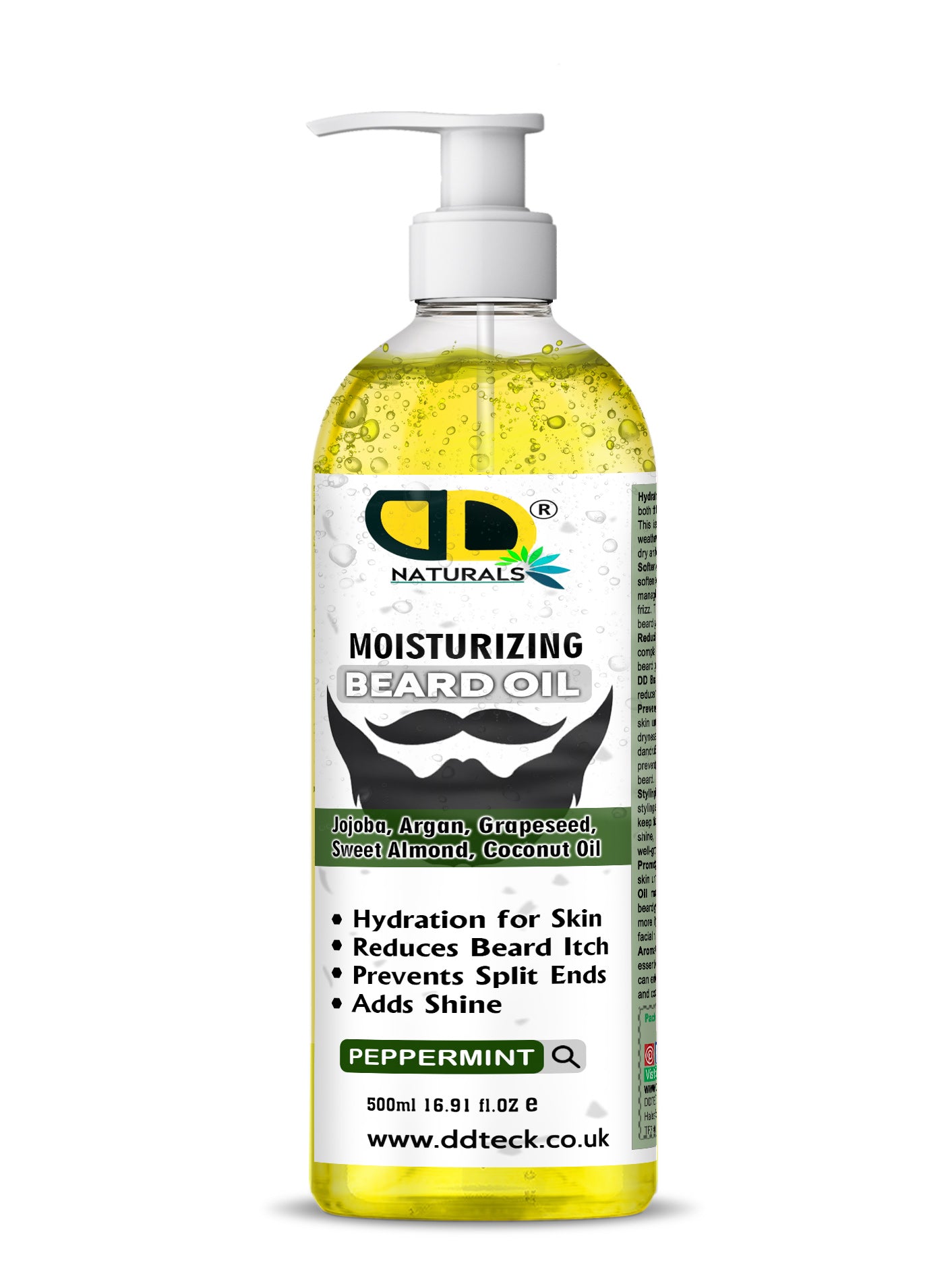Moisturizing Peppermint Beard Oil - Premium Blend with Jojoba, Argan & Coconut Oil