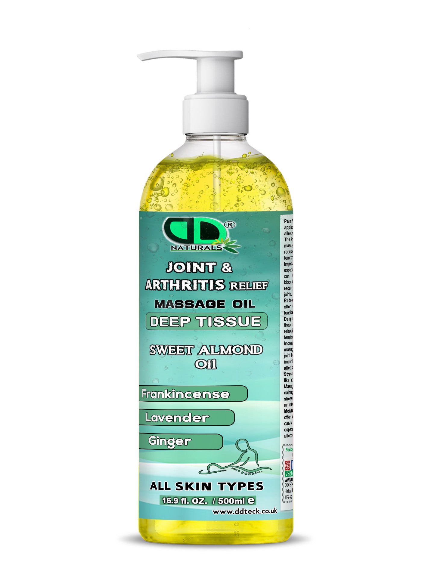 Joint & Arthritis Relief Deep Tissue Massage Oil with Frankincense, Lavender, & Ginger
