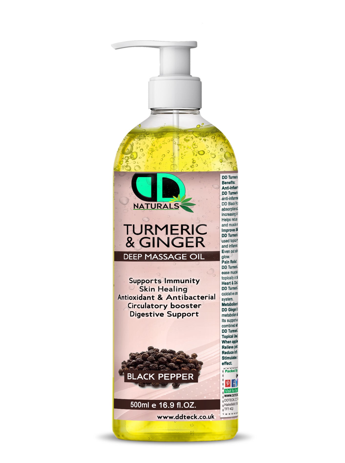 Turmeric & Ginger Deep Massage Oil – Anti-Inflammatory & Immune Support Black Pepper