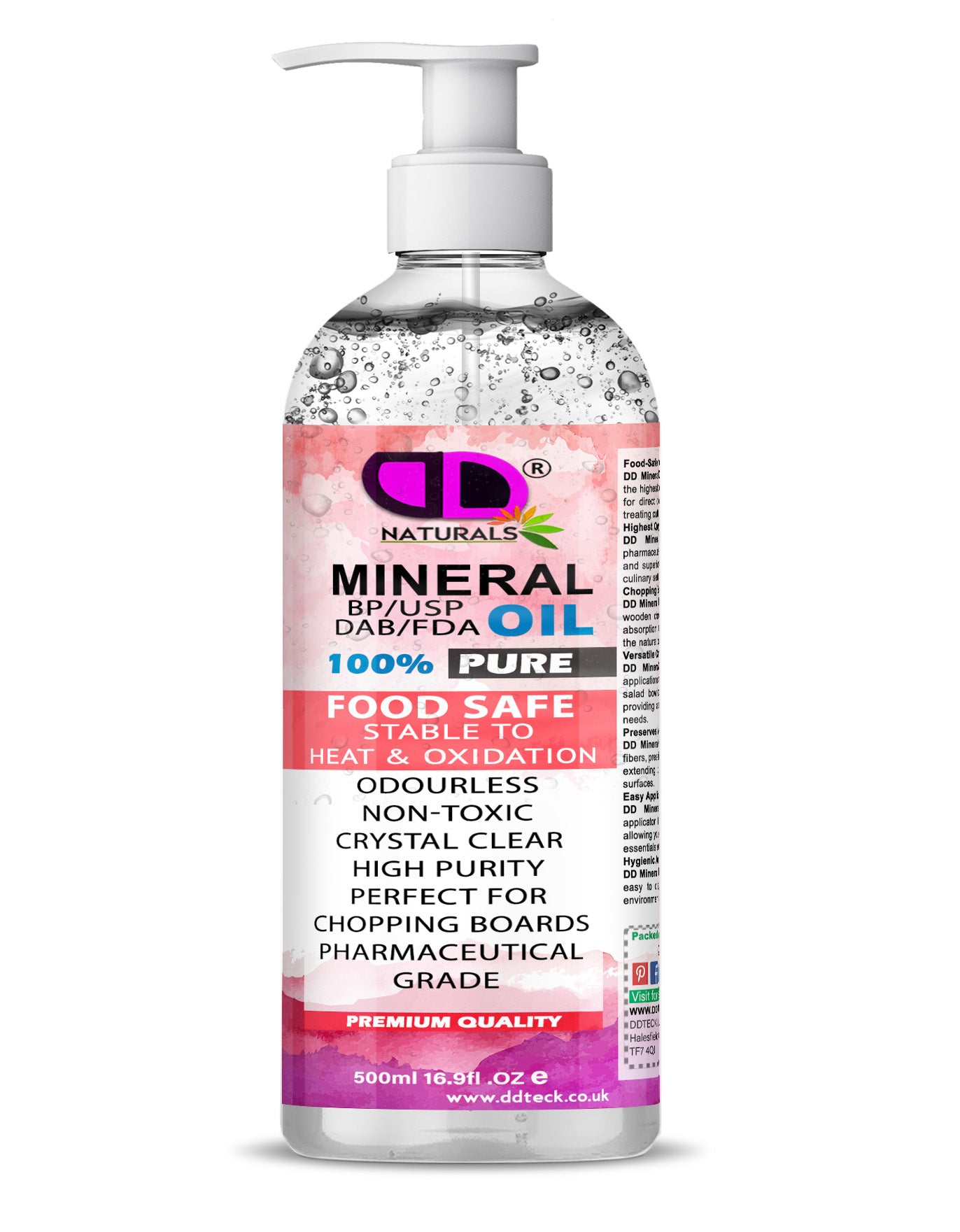 Mineral Oil BP/USP – Food Safe, Multi-Purpose Mineral Oil for Chopping Board, Wood, Leather, Skin, Hair & Household Care