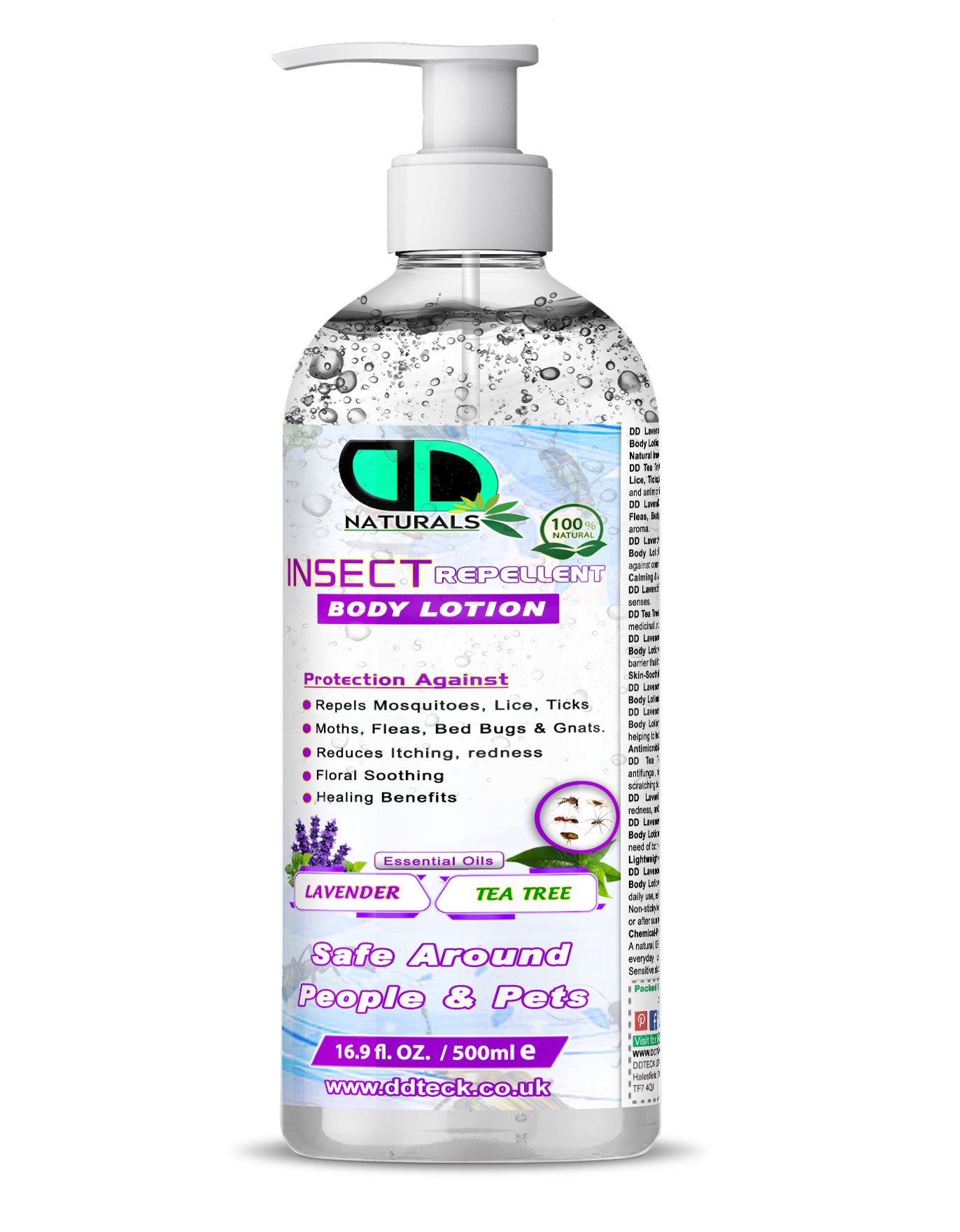 Natural Insect Repellent Body Lotion with Lavender & Tea Tree Oil – Mosquito & Bug Protection | Safe for People & Pets