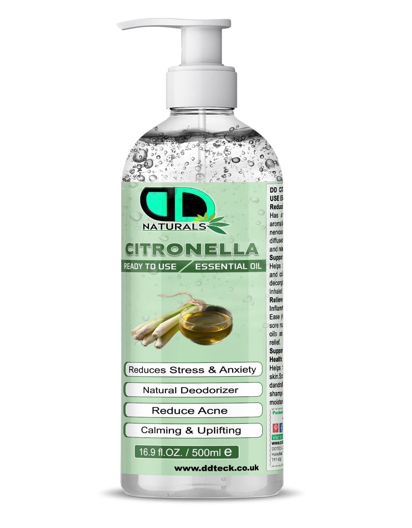 100% Pure Citronella Essential Oil – Natural Deodorizer & Stress Relief