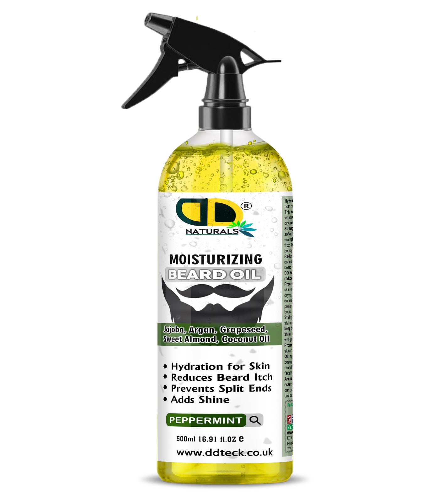 Moisturizing Peppermint Beard Oil - Premium Blend with Jojoba, Argan & Coconut Oil