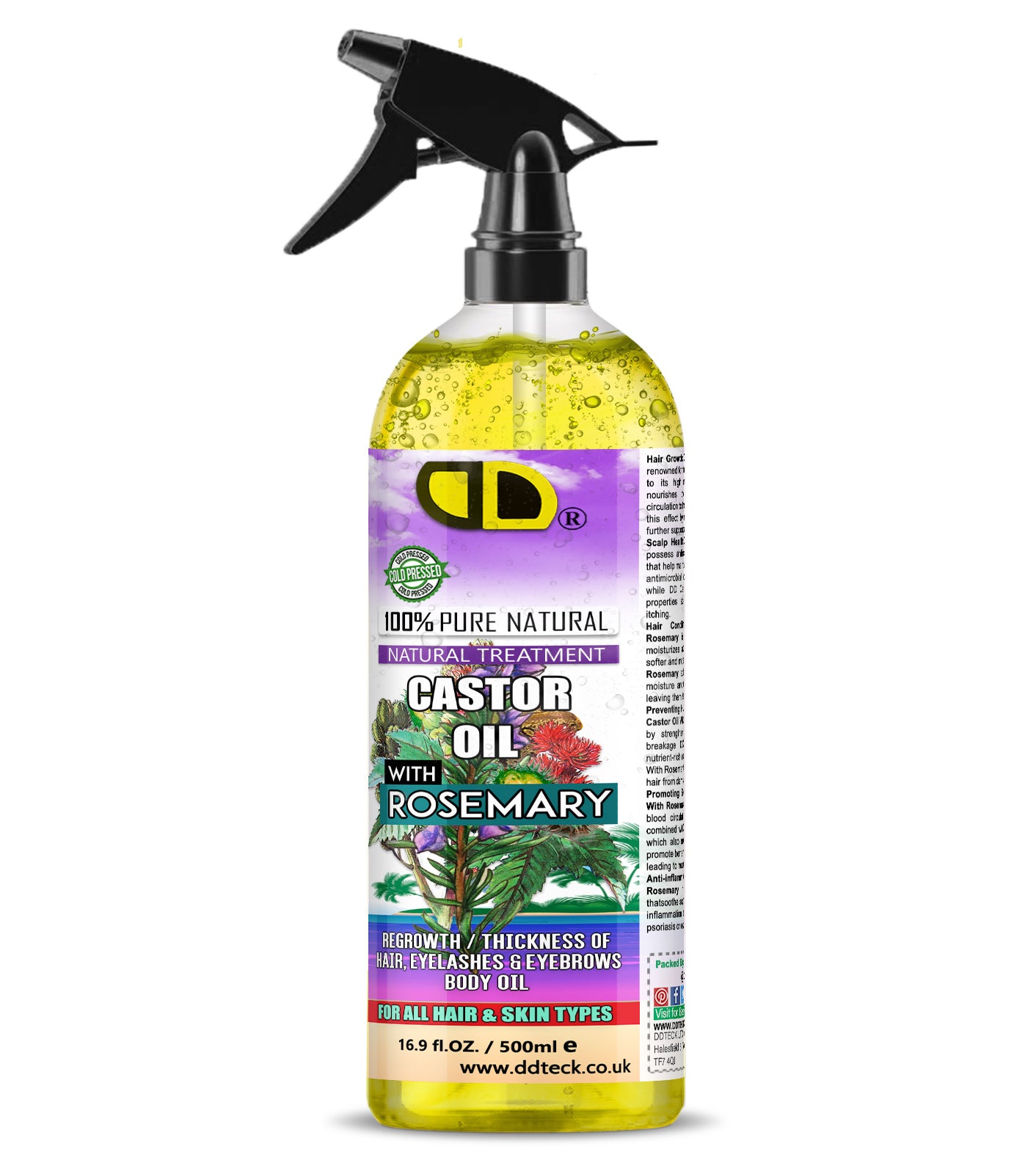 Castor & Rosemary Hair & Body Oil | Natural Treatment for Hair, Lashes & Brows