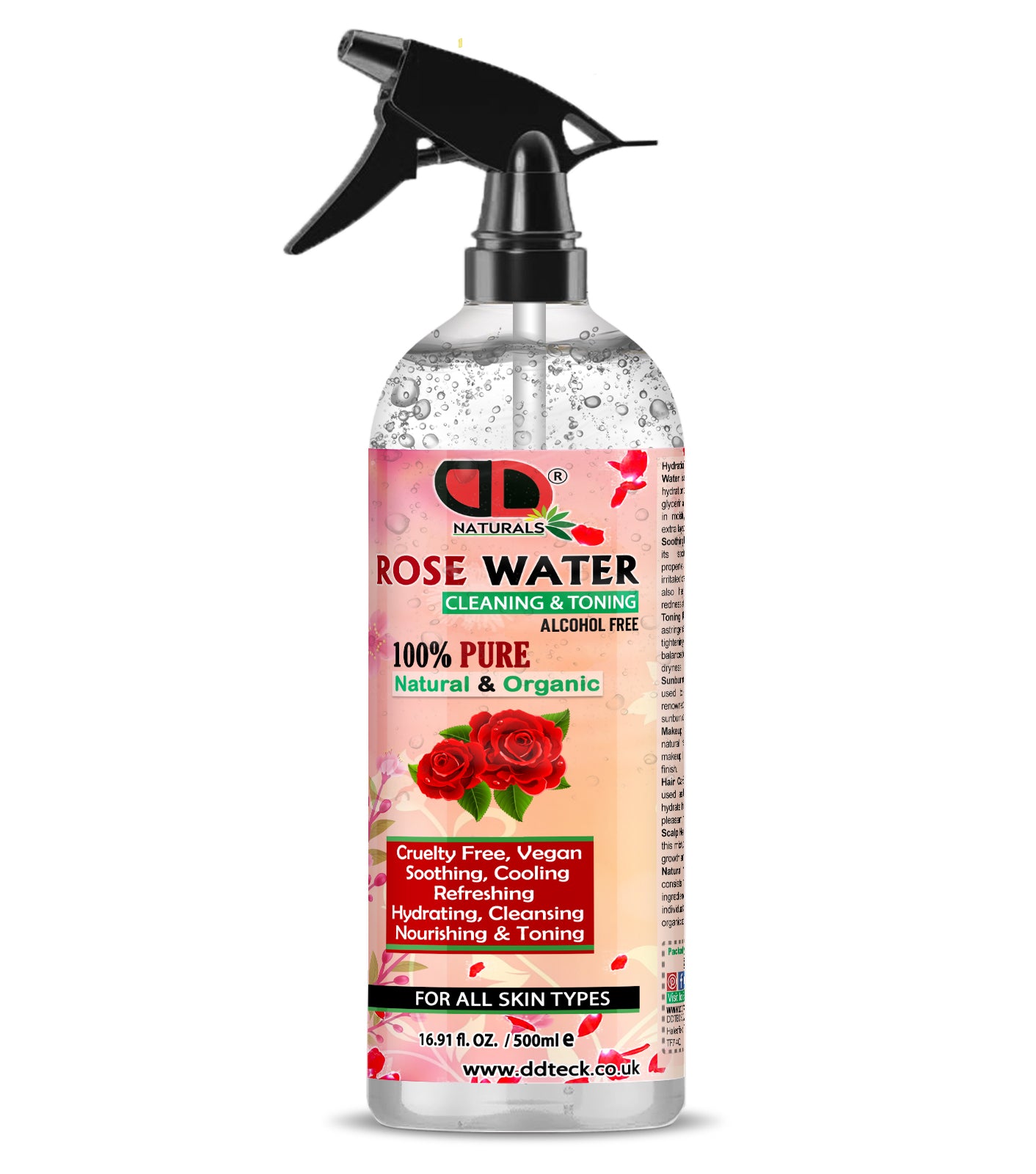 Rose Water Facial Toner Spray | 100% Pure Bulgarian Rose Hydrolat for Hydrated, Glowing Skin