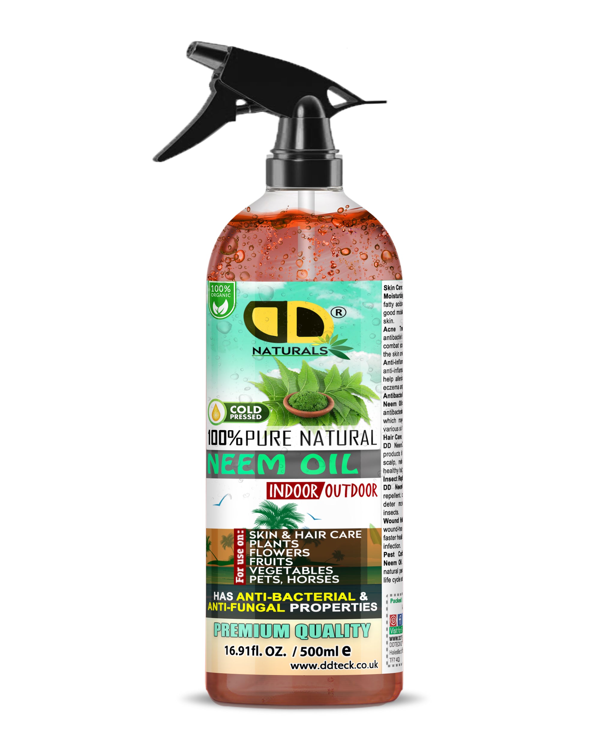 100% Pure Natural Neem Oil – Organic Cold Pressed Indoor & Outdoor Formula