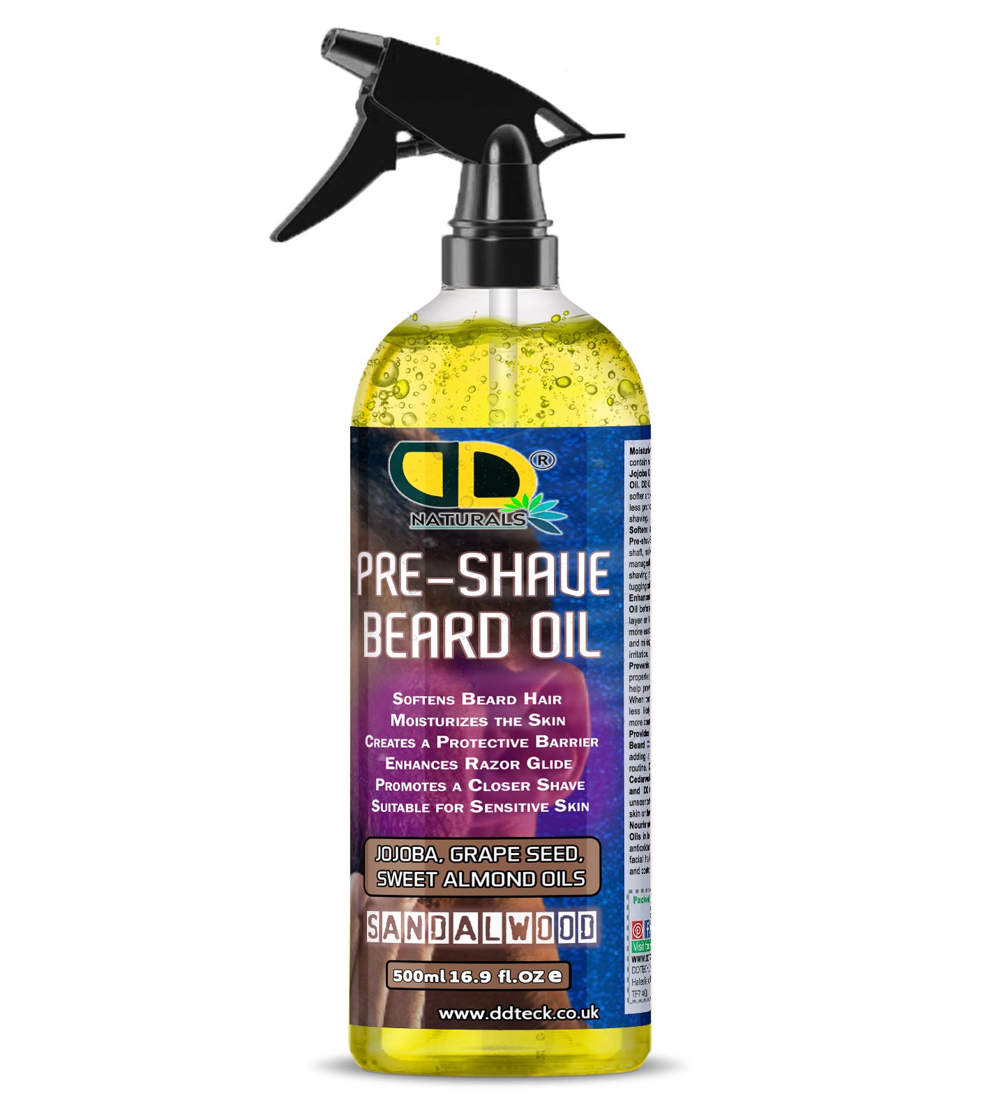 Pre-Shave Beard Oil with Jojoba, Grapeseed & Sweet Almond Oils – Sandalwood | Smooth & Protective Shave