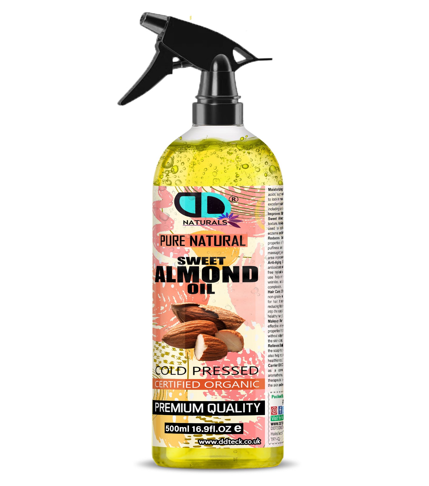 Pure Natural Sweet Almond Oil - Cold Pressed & Certified Organic