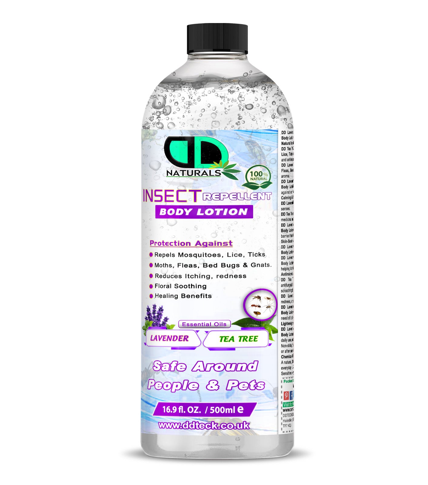Natural Insect Repellent Body Lotion with Lavender & Tea Tree Oil – Mosquito & Bug Protection | Safe for People & Pets