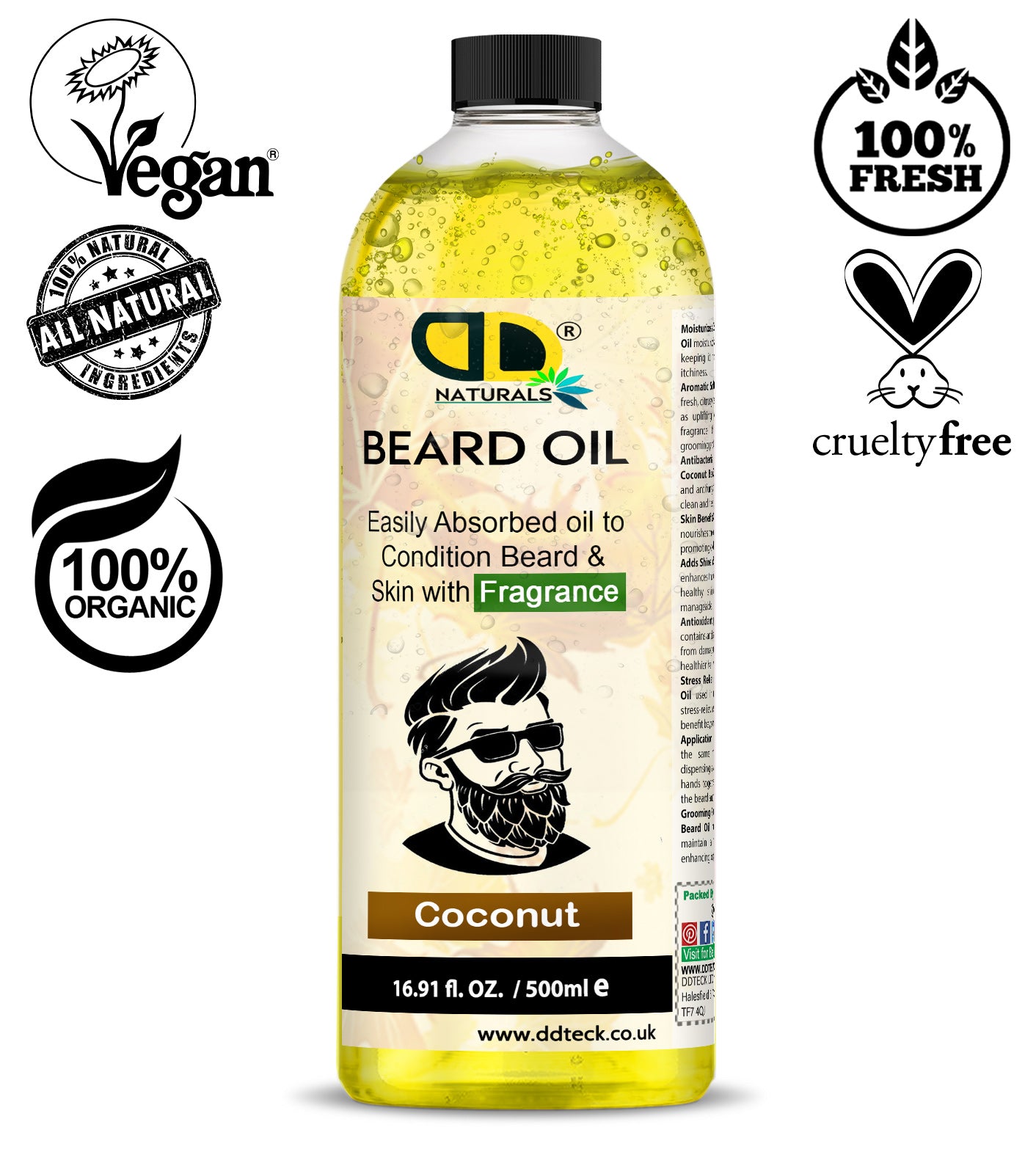 Coconut Beard Essential Oil | Deep Hydration, Growth Support & Smooth Beard Care for Men