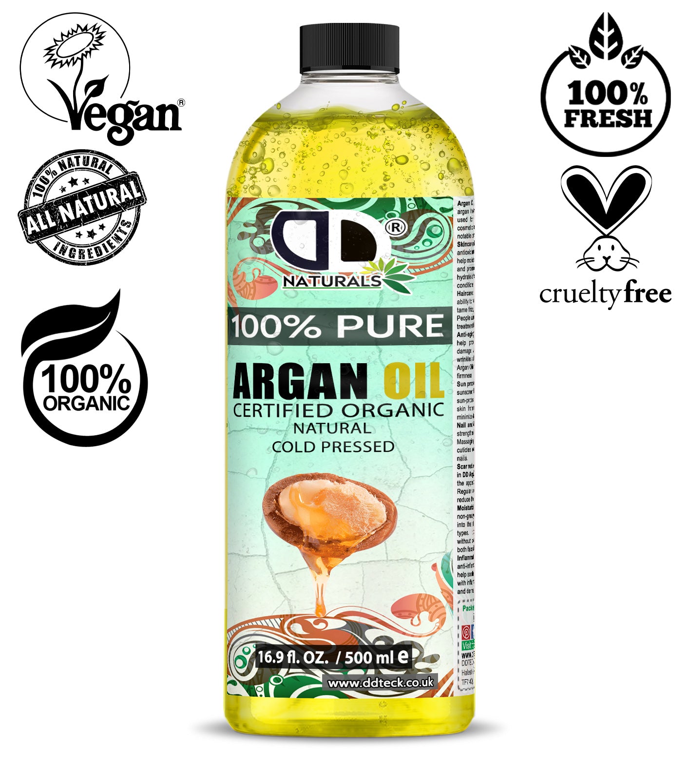 100% Pure Argan Oil | Organic Cold-Pressed Oil for Hair, Skin & Nails