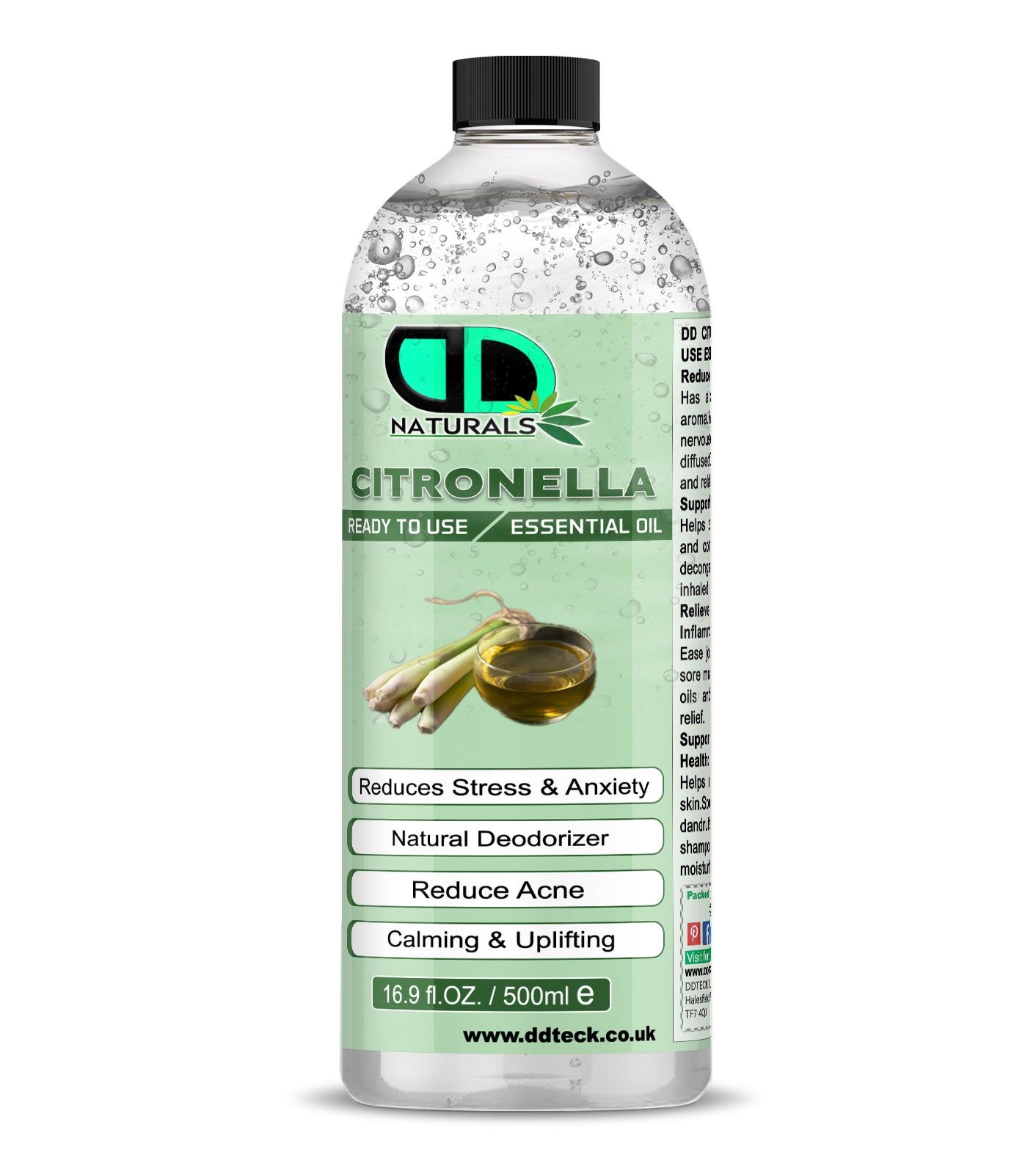 100% Pure Citronella Essential Oil – Natural Deodorizer & Stress Relief