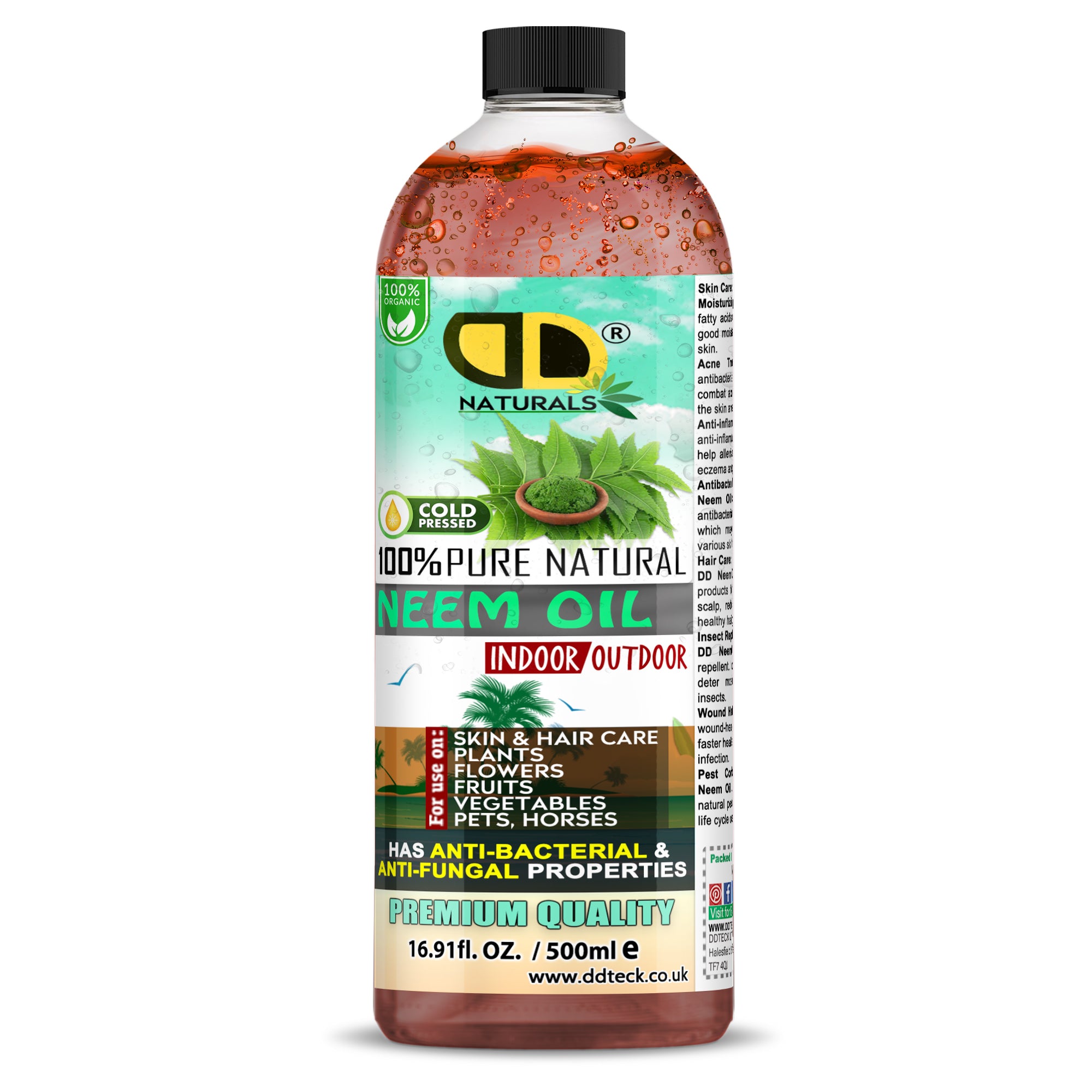 100% Pure Natural Neem Oil – Organic Cold Pressed Indoor & Outdoor Formula