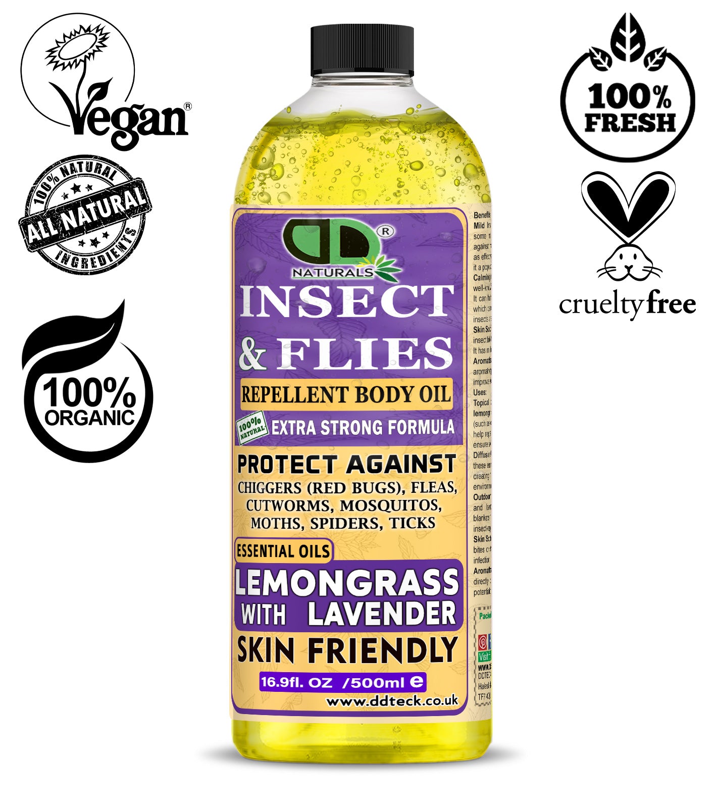 Insect & Flies Repellent Body Oil | Lemongrass & Lavender Essential Oils | Natural Bug Protection
