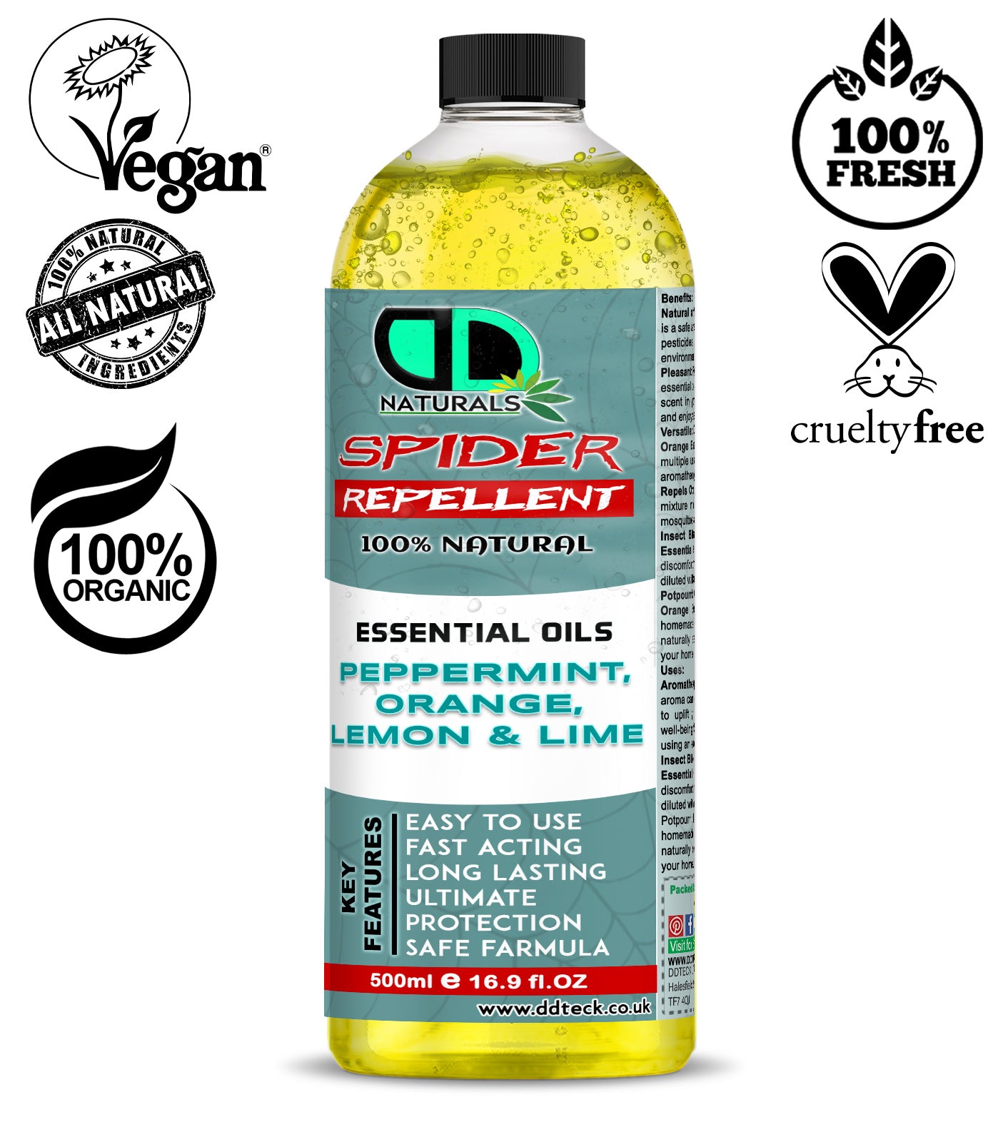 Spider Repellent | 100% Natural Peppermint & Citrus Essential Oil Spider Control Spray