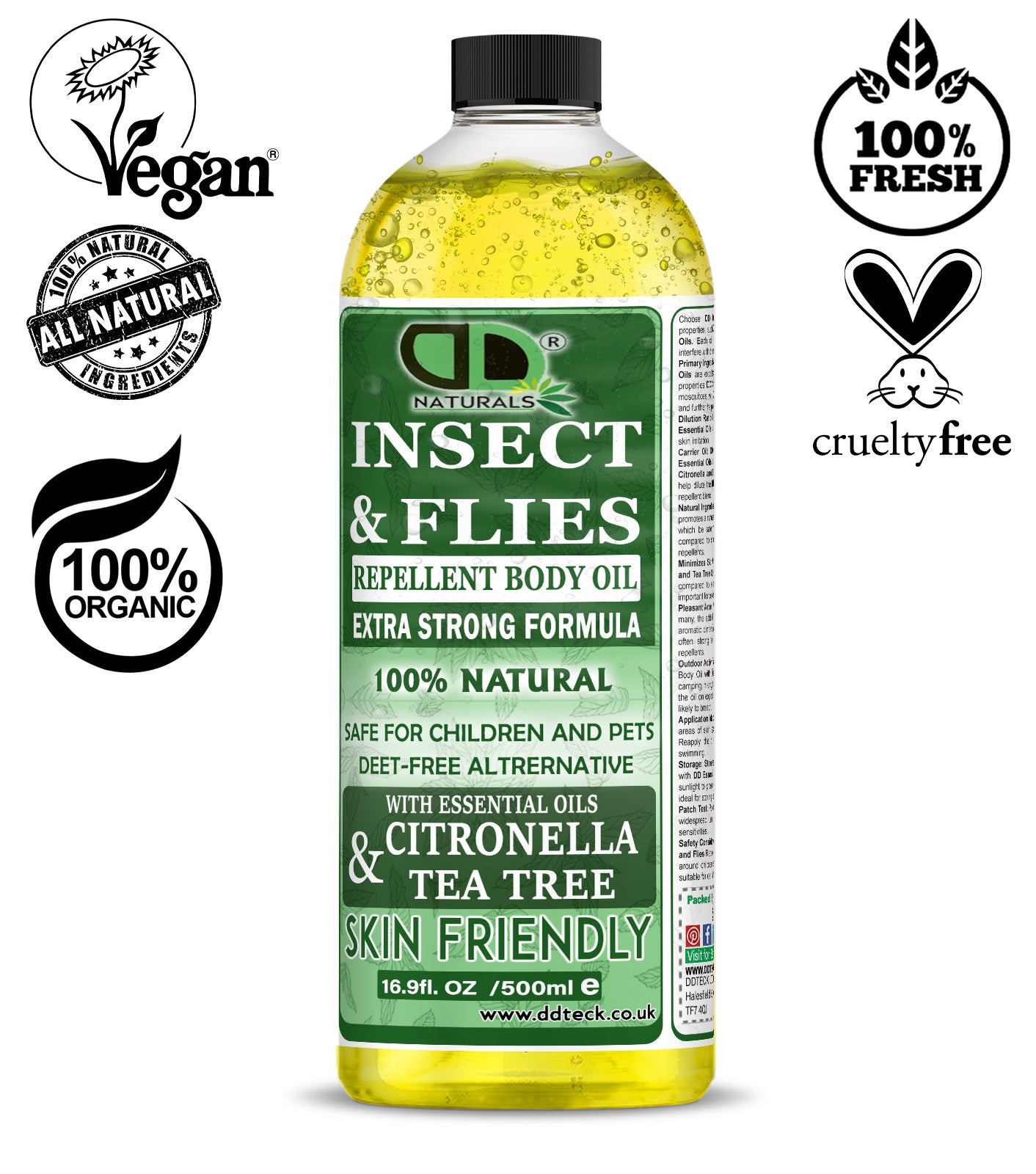 Insect Repellent Body Oil with Citronella & Tea Tree Essential Oils | Natural Protection for Skin & Outdoor Use