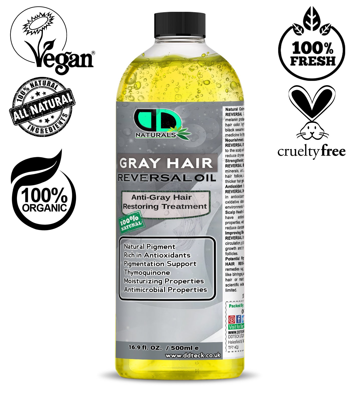 Grey Hair Reversal Oil – Natural Anti Grey Hair Treatment with Thymoquinone & Antioxidants