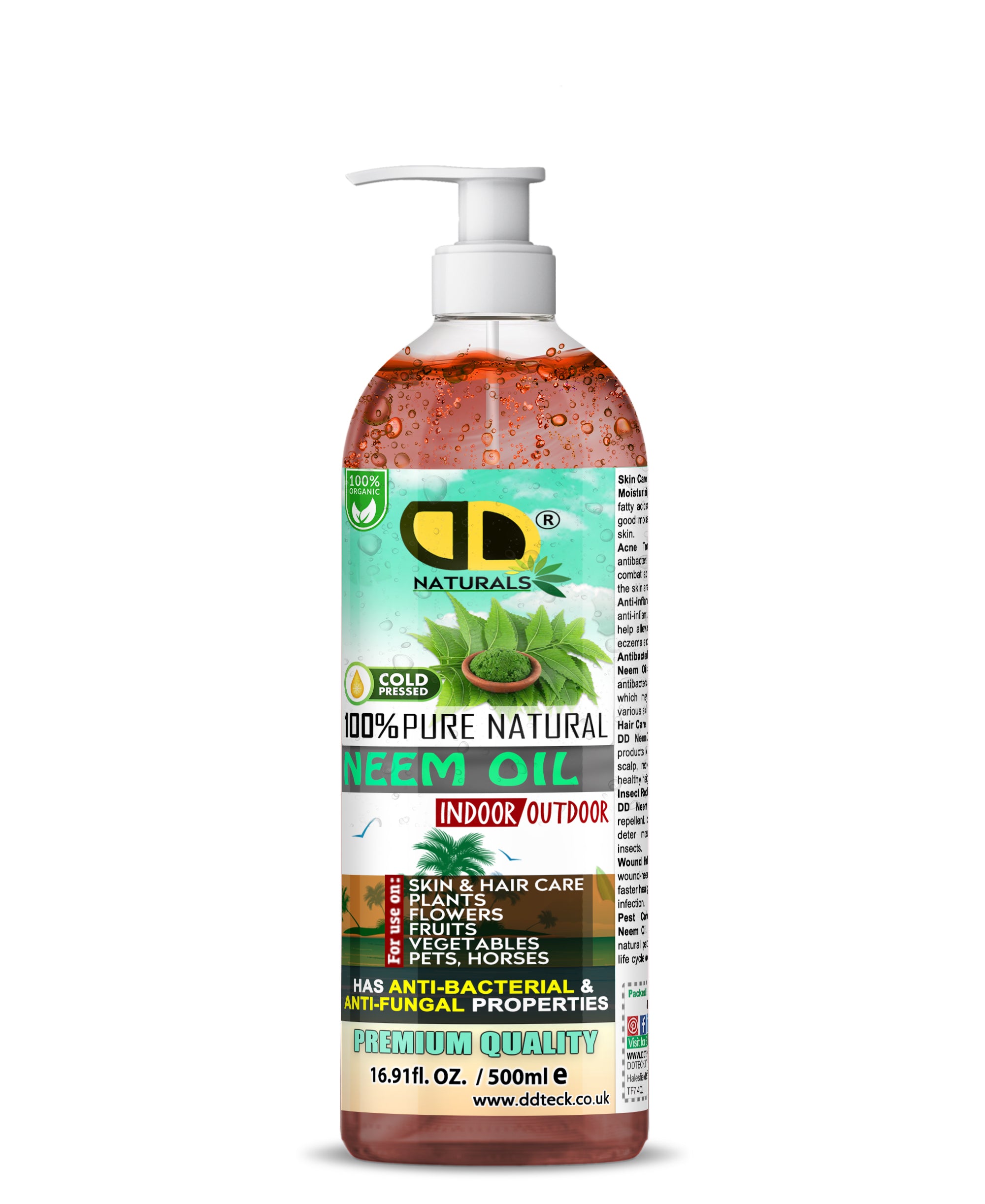 100% Pure Natural Neem Oil – Organic Cold Pressed Indoor & Outdoor Formula