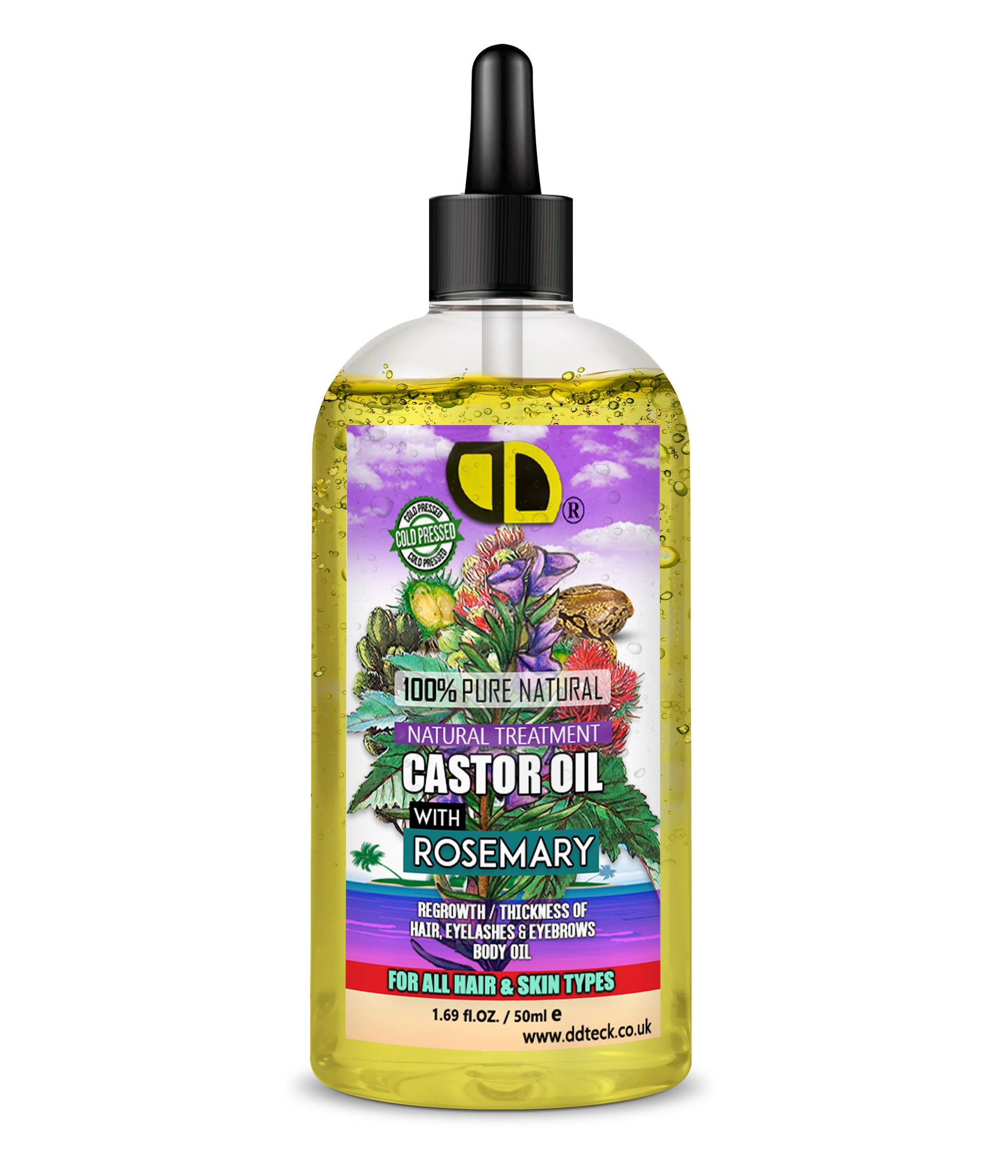 Castor & Rosemary Hair & Body Oil | Natural Treatment for Hair, Lashes & Brows