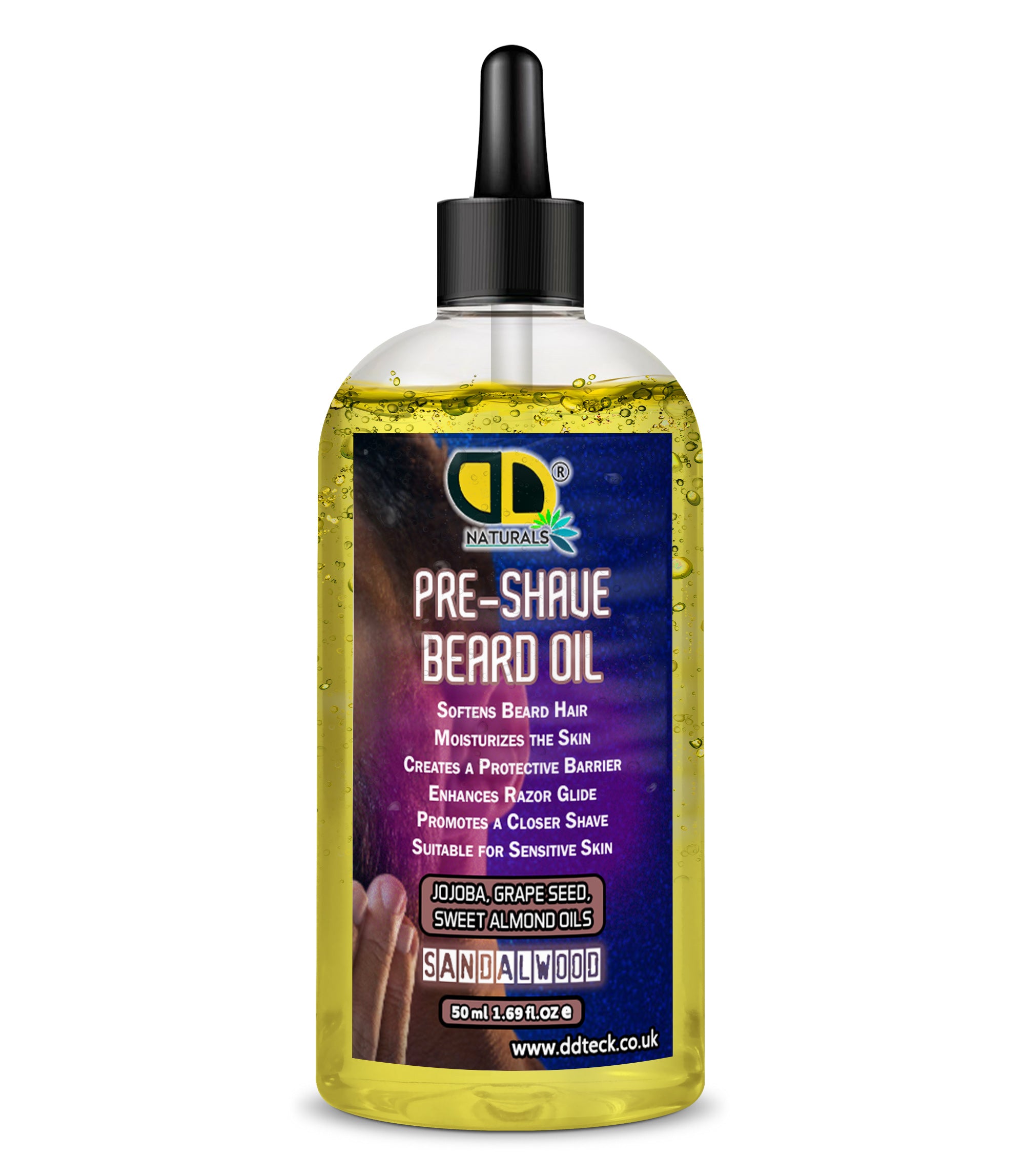 Pre-Shave Beard Oil with Jojoba, Grapeseed & Sweet Almond Oils – Sandalwood | Smooth & Protective Shave