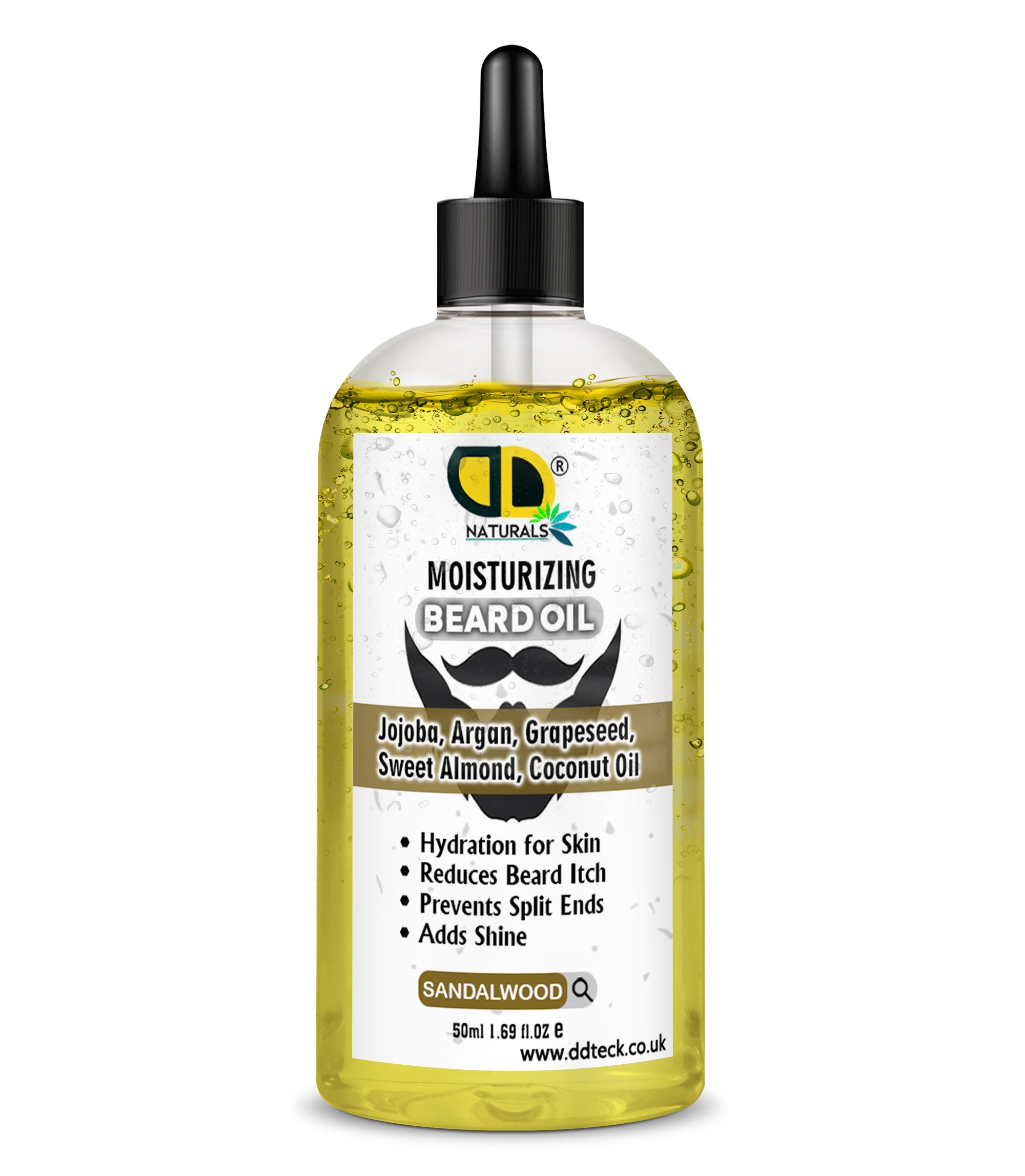 Moisturizing Beard Oil with Jojoba, Argan & Coconut Oil – Sandalwood Scent | Hydrating & Anti-Itch Beard Care