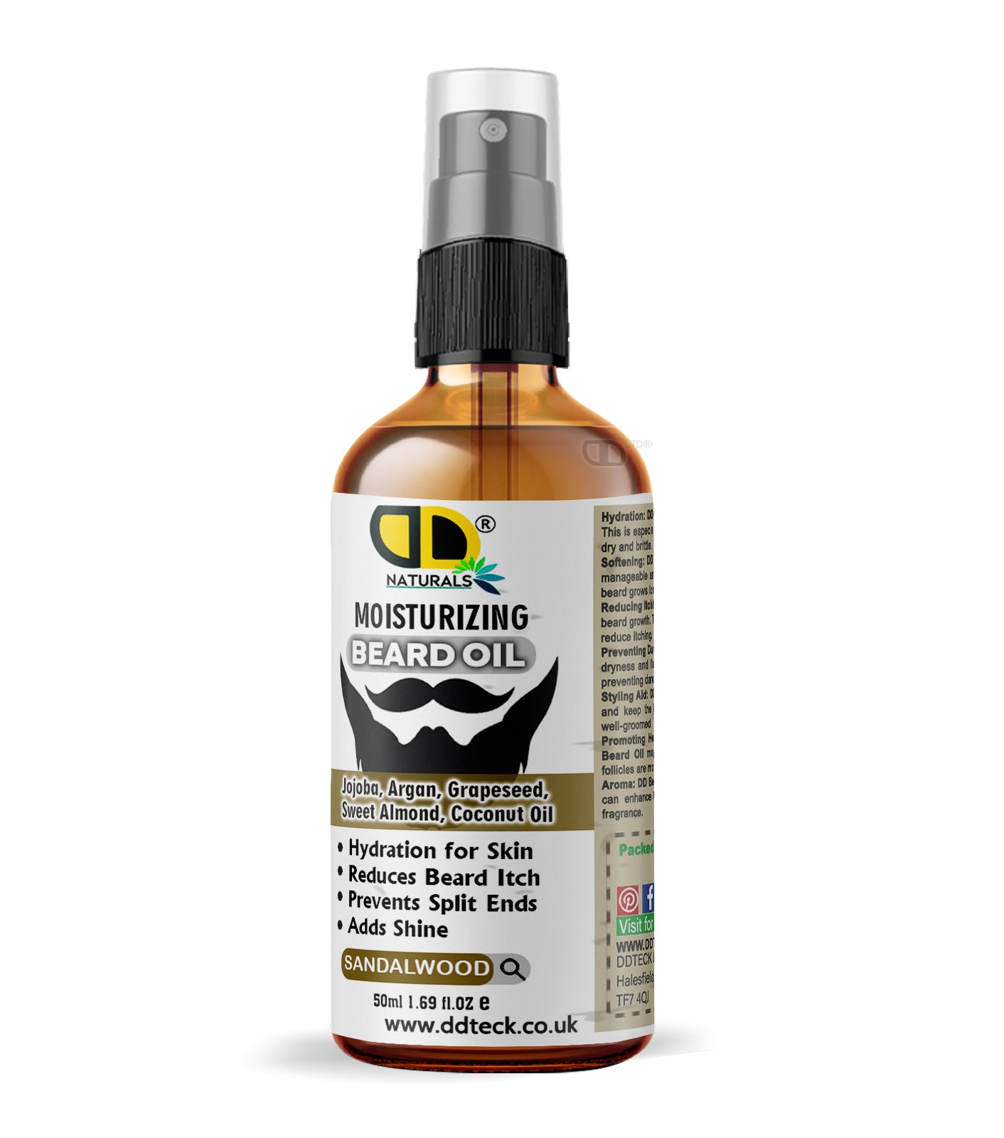 Moisturizing Beard Oil with Jojoba, Argan & Coconut Oil – Sandalwood Scent | Hydrating & Anti-Itch Beard Care