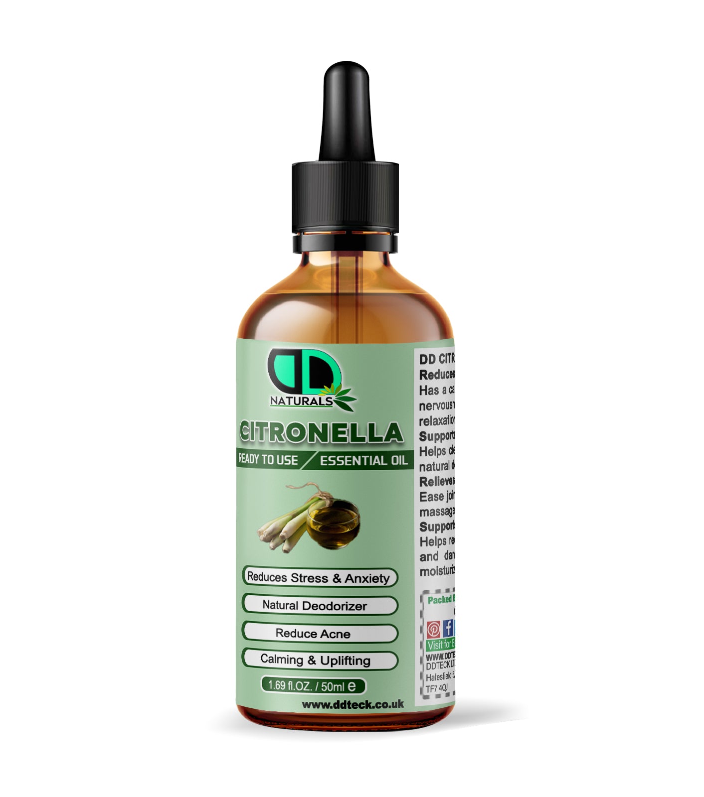 100% Pure Citronella Essential Oil – Natural Deodorizer & Stress Relief