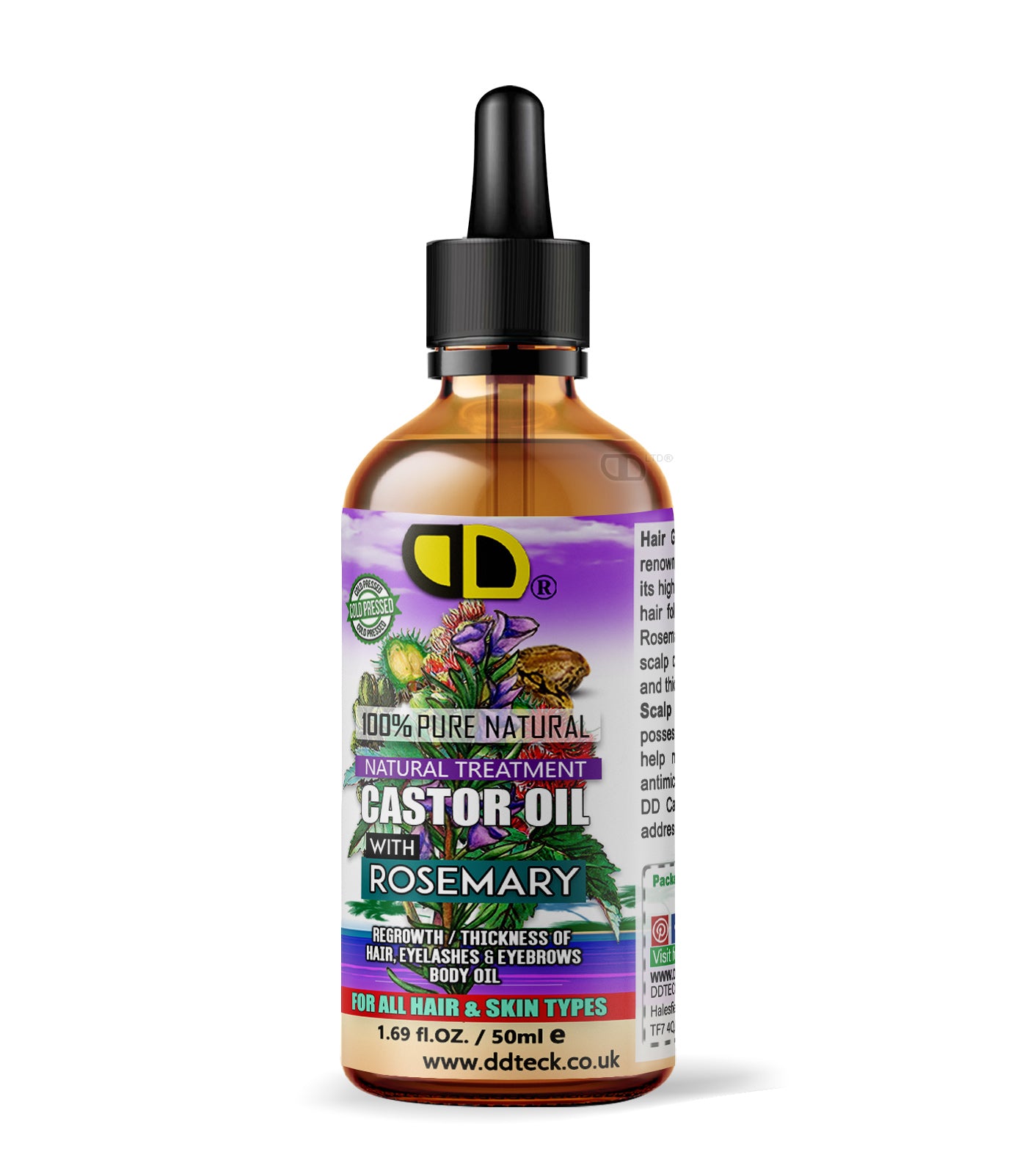 Castor & Rosemary Hair & Body Oil | Natural Treatment for Hair, Lashes & Brows