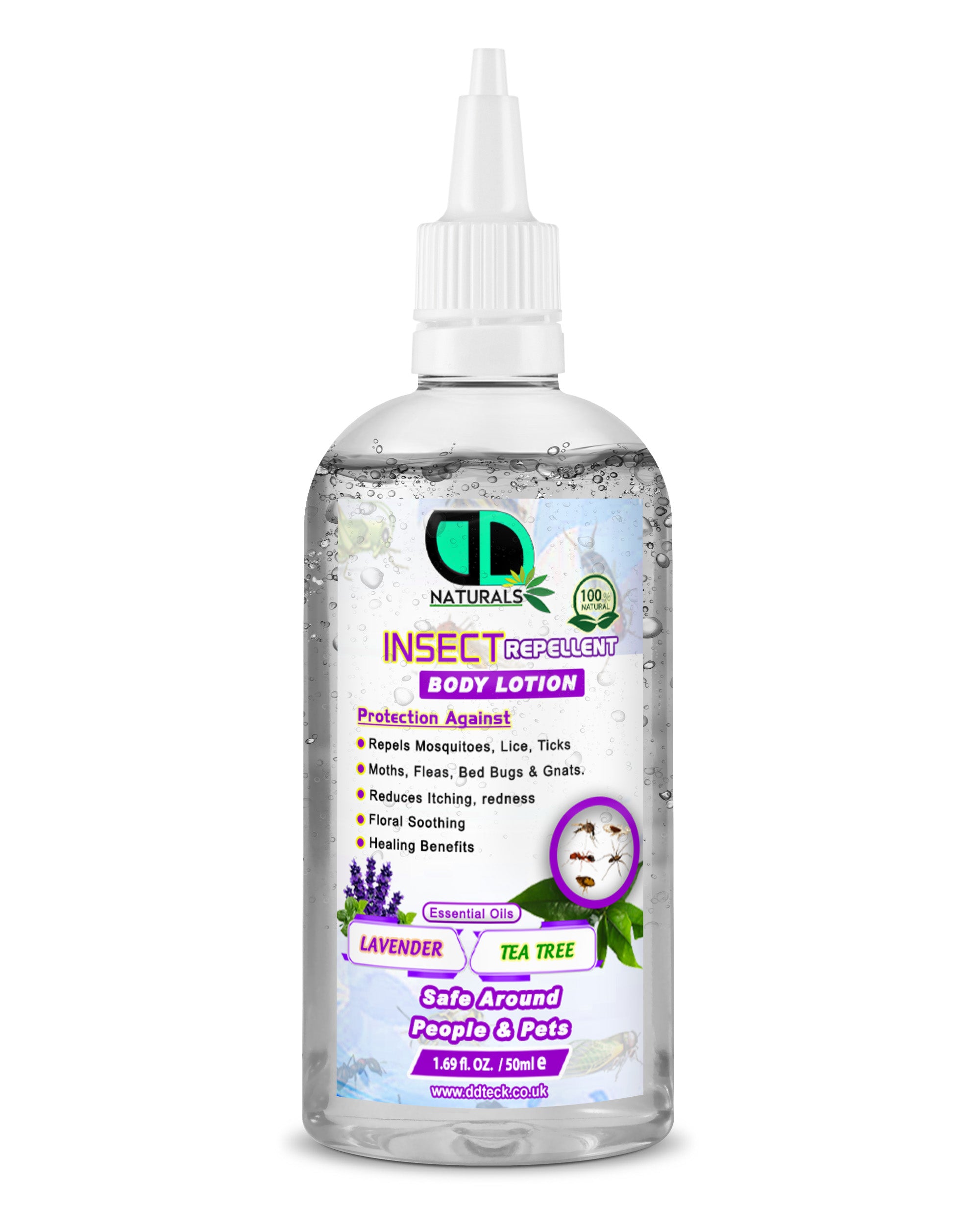 Natural Insect Repellent Body Lotion with Lavender & Tea Tree Oil – Mosquito & Bug Protection | Safe for People & Pets