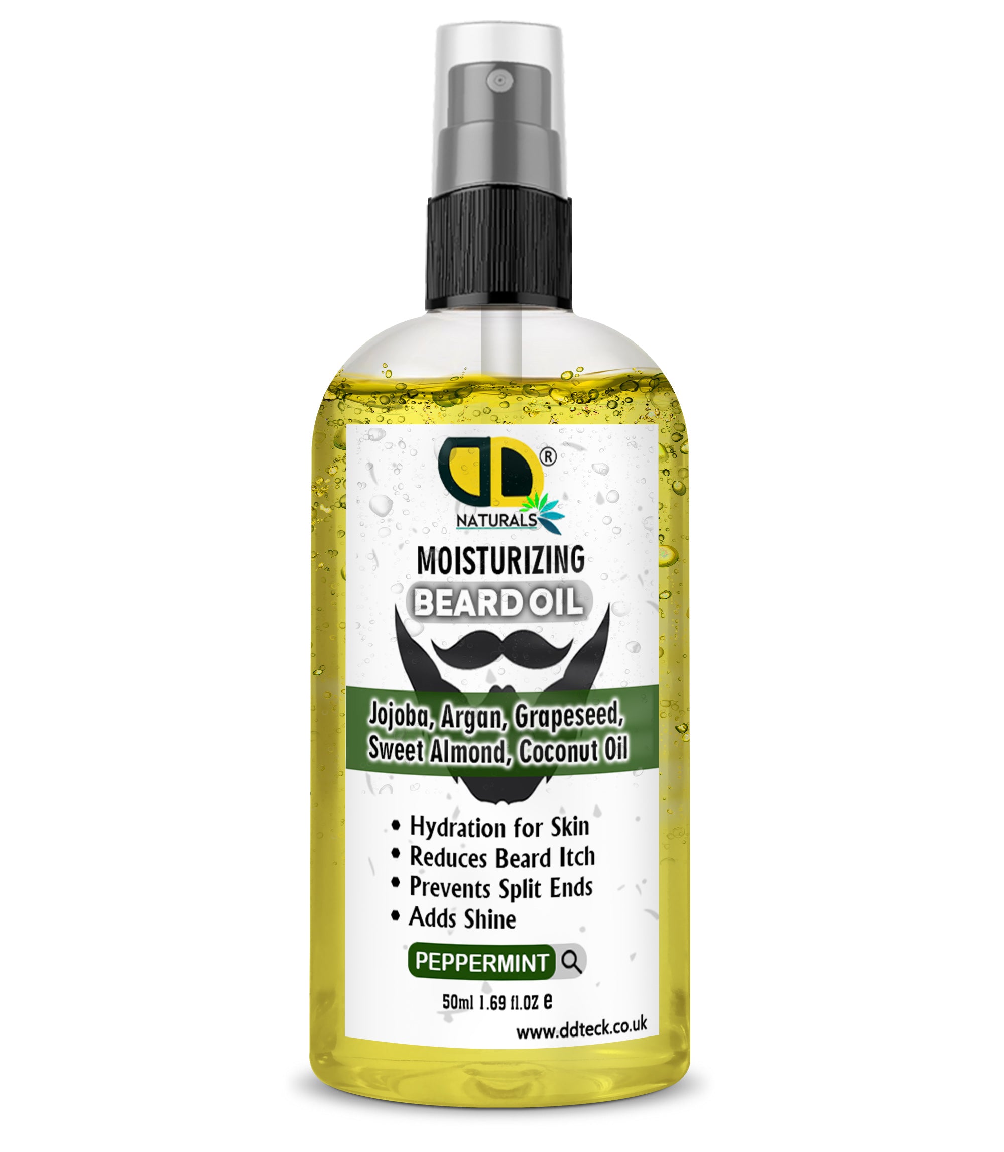 Moisturizing Peppermint Beard Oil - Premium Blend with Jojoba, Argan & Coconut Oil
