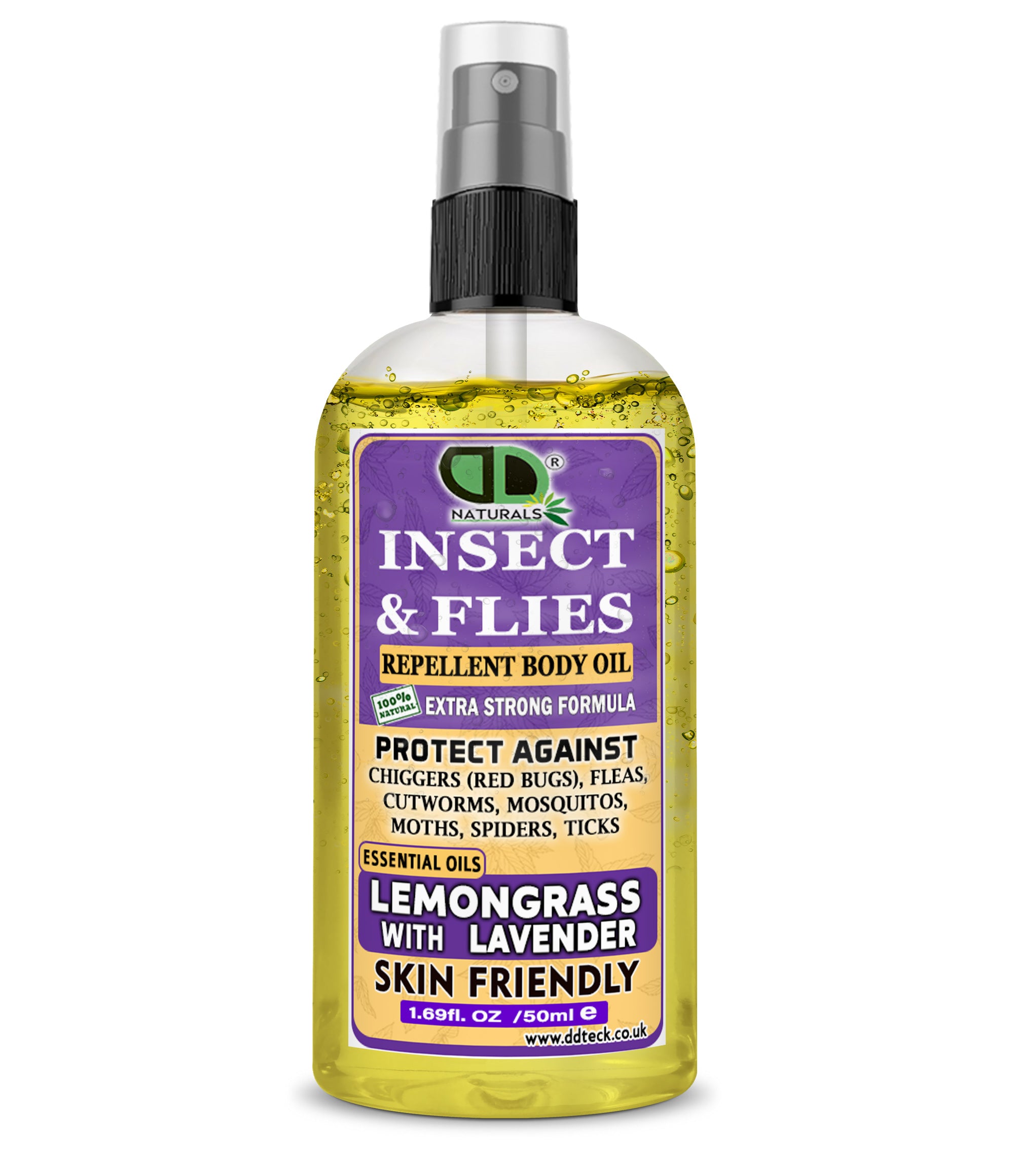 Insect & Flies Repellent Body Oil | Lemongrass & Lavender Essential Oils | Natural Bug Protection