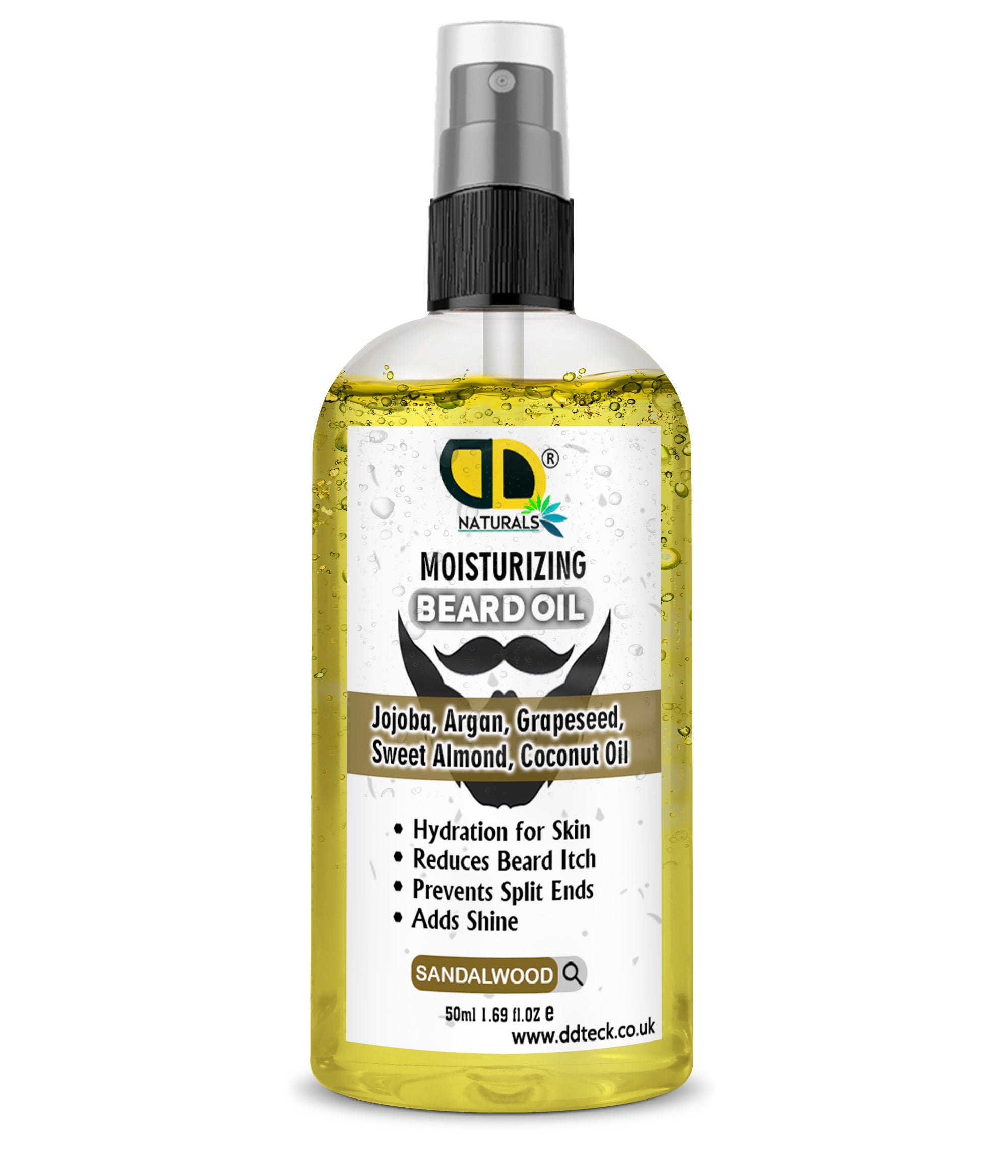 Moisturizing Beard Oil with Jojoba, Argan & Coconut Oil – Sandalwood Scent | Hydrating & Anti-Itch Beard Care