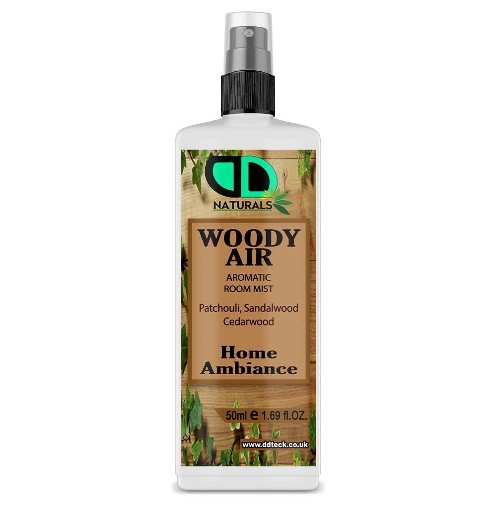 Woody Air Aromatic Room Mist - Home Ambiance with Patchouli, Sandalwood & Cedarwood