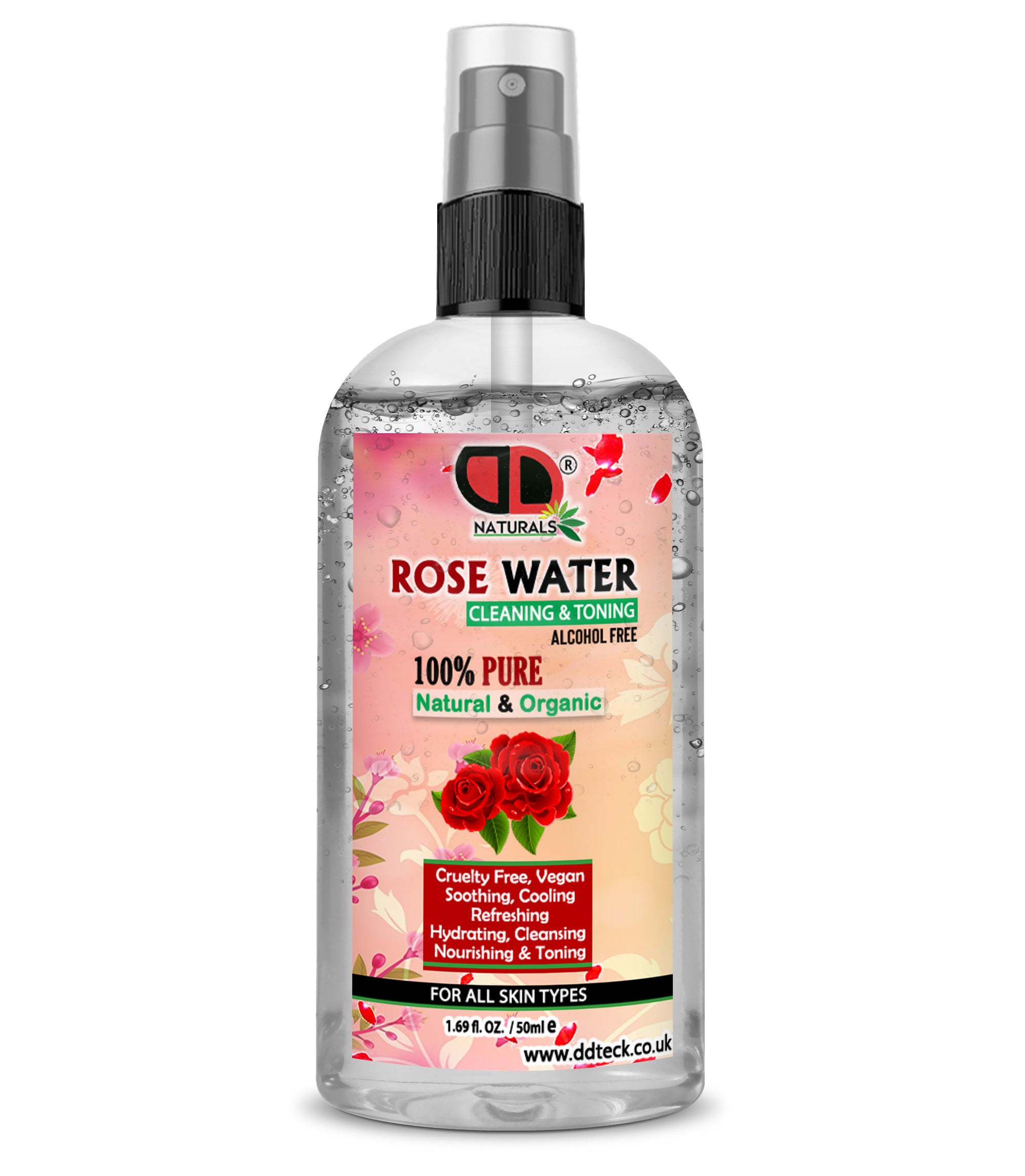 Rose Water Facial Toner Spray | 100% Pure Bulgarian Rose Hydrolat for Hydrated, Glowing Skin