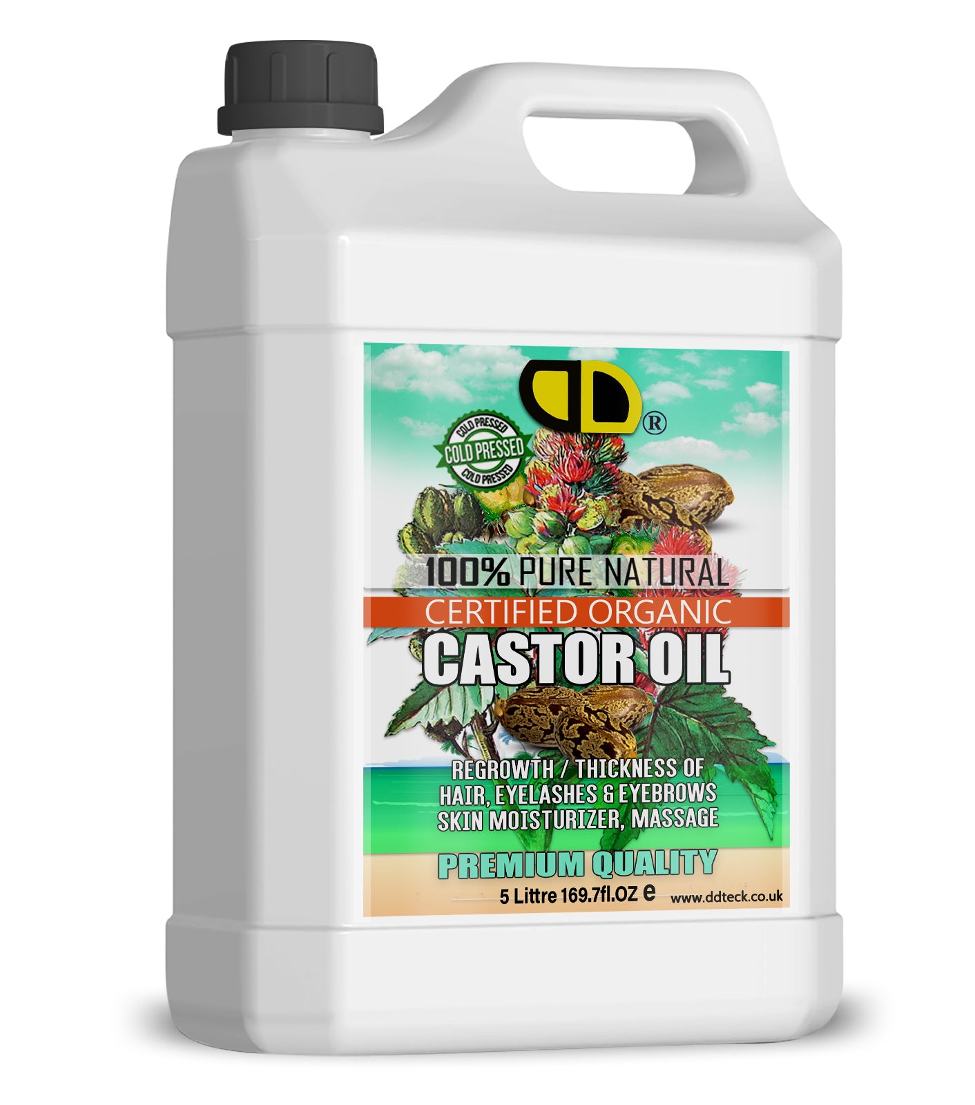 100% Pure Natural Castor Oil – Certified Organic Hair & Lash Growth Treatment