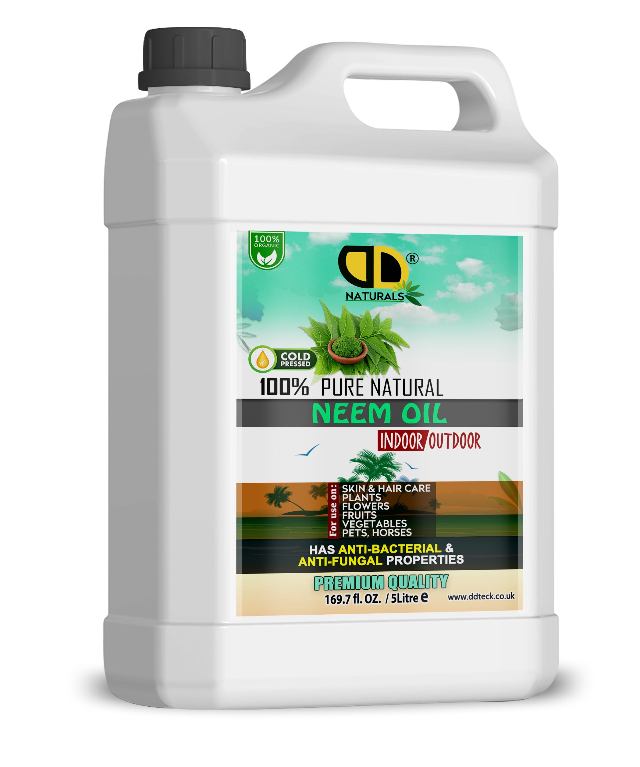 100% Pure Natural Neem Oil – Organic Cold Pressed Indoor & Outdoor Formula