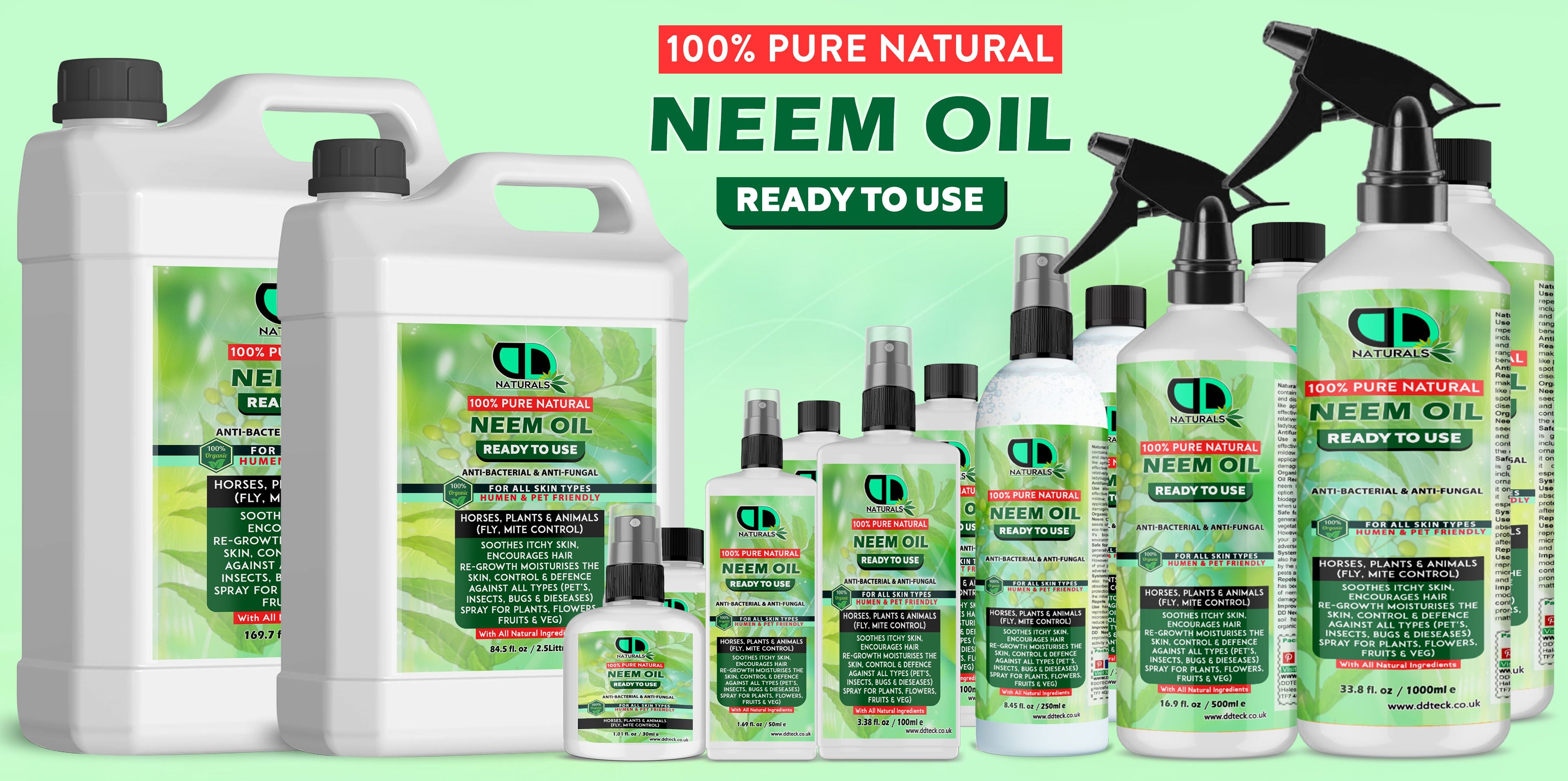 Neem Oil Spray (Ready to Use) | 100% Organic, Non-Toxic Protection for Plants, Pets, Skin & Hair