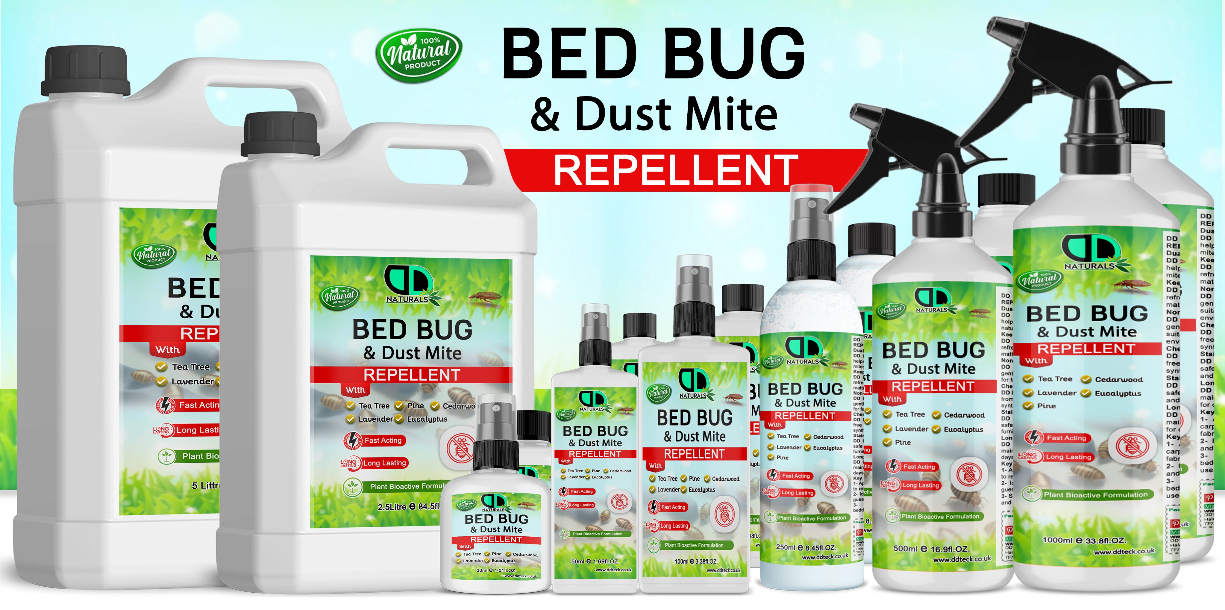 Naturals Bed Bug & Dust Mite Repellent – Plant Bioactive Fast Acting & Long Lasting Formula