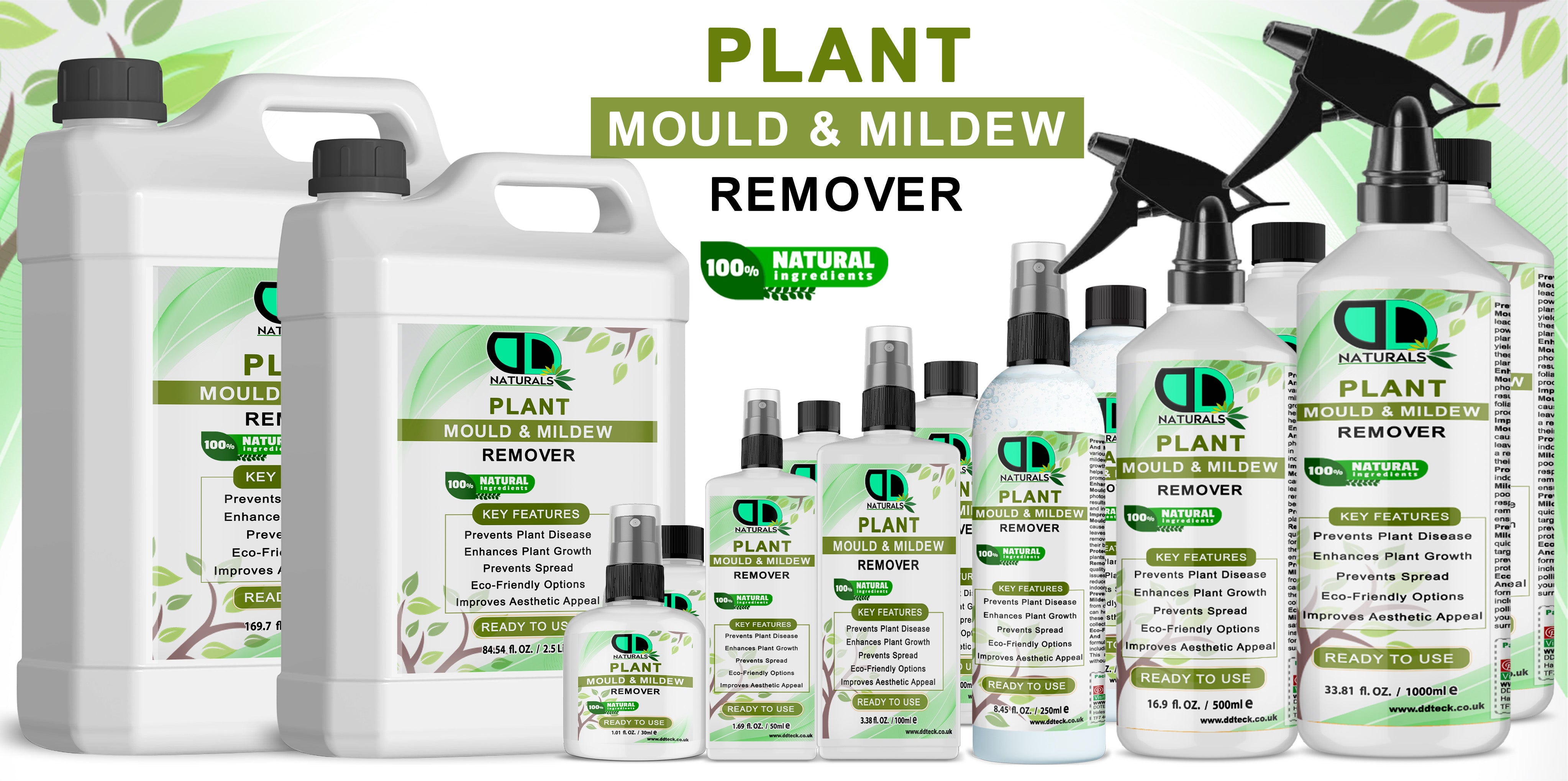 Plant Mould & Mildew Remover Spray | Natural Fungus Control for Indoor & Outdoor Plants