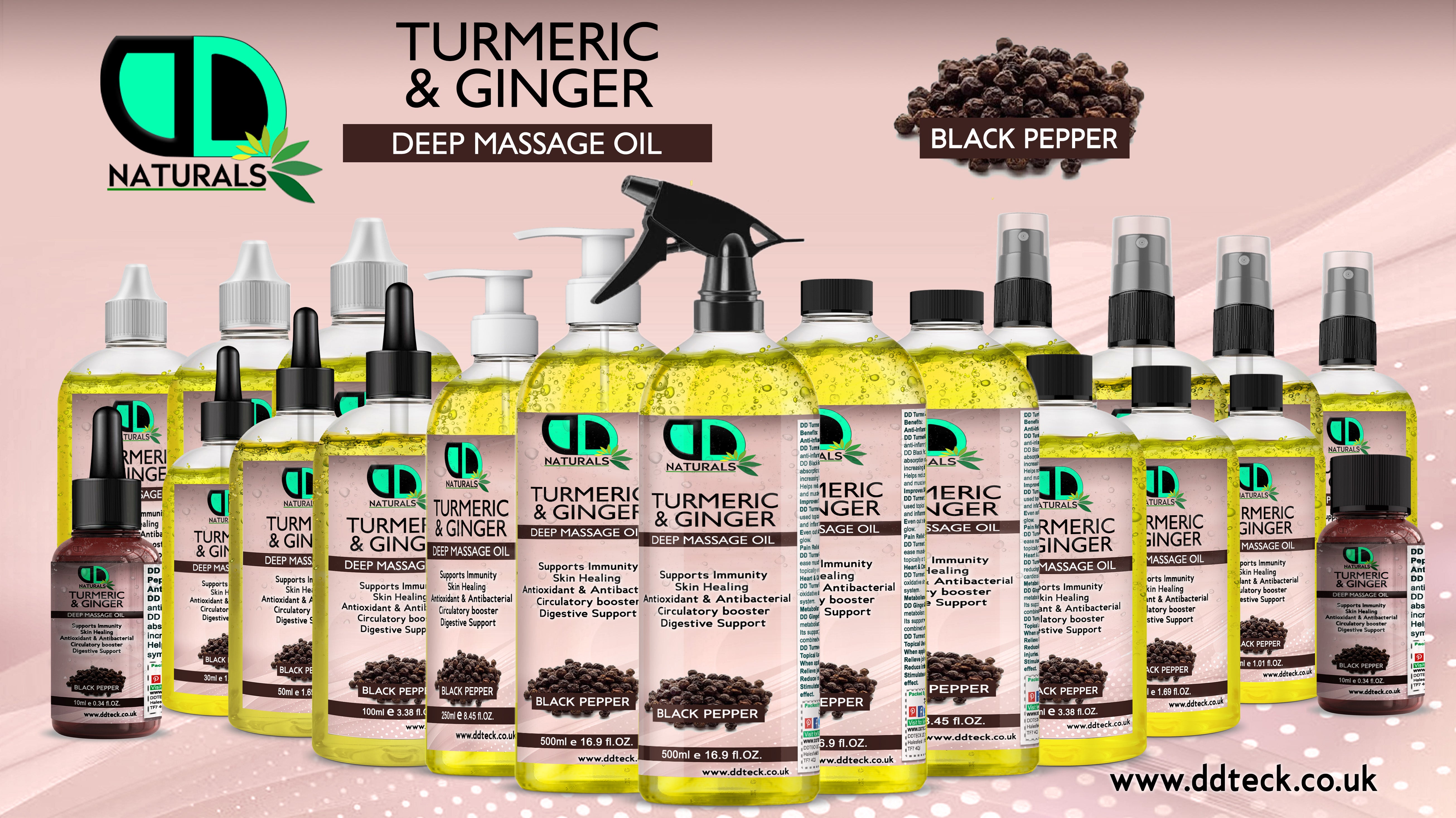 Turmeric & Ginger Deep Massage Oil – Anti-Inflammatory & Immune Support Black Pepper