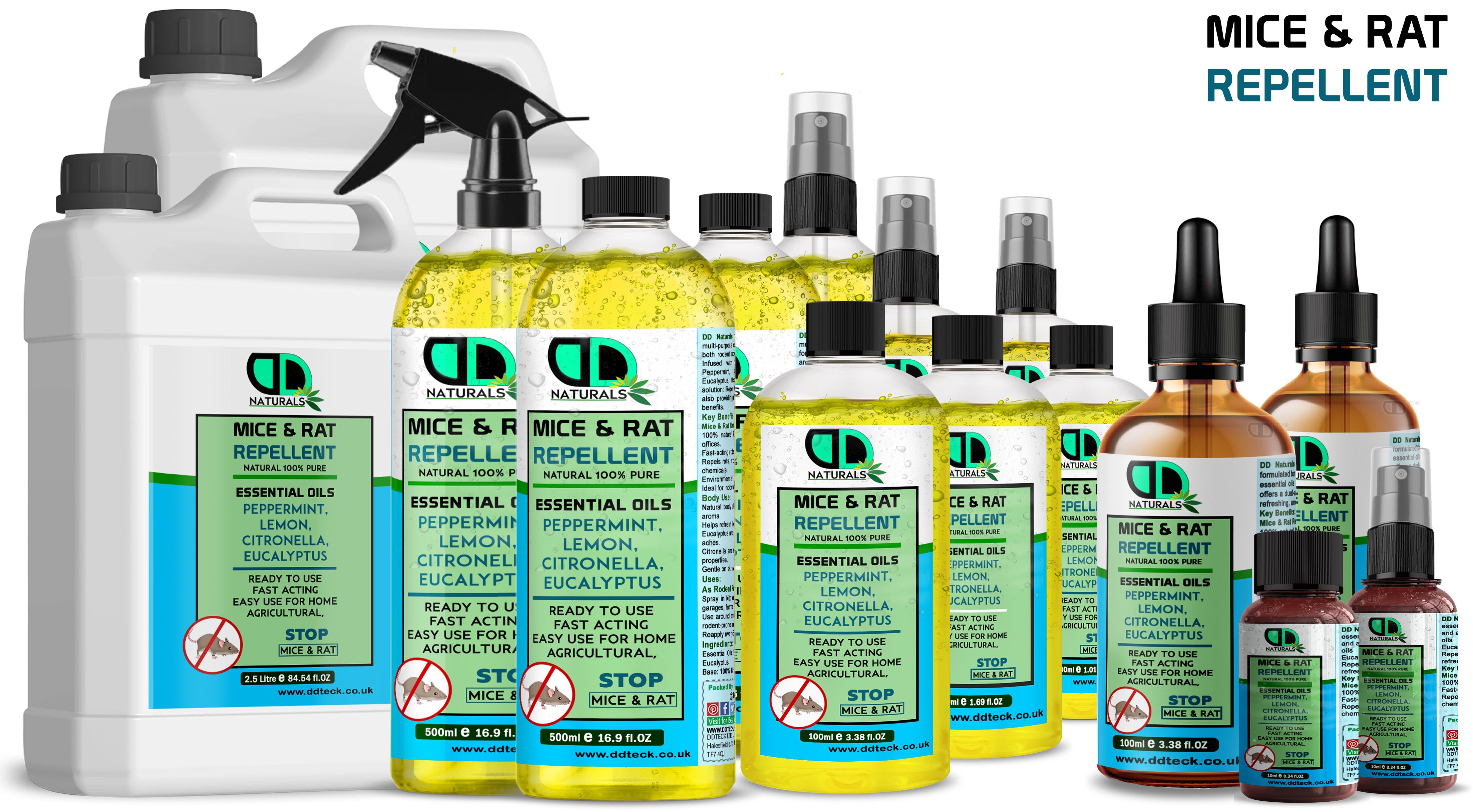 Mice & Rat Repellent Spray | Natural Essential Oil Rodent Deterrent | Peppermint, Lemon, Citronella & Eucalyptus