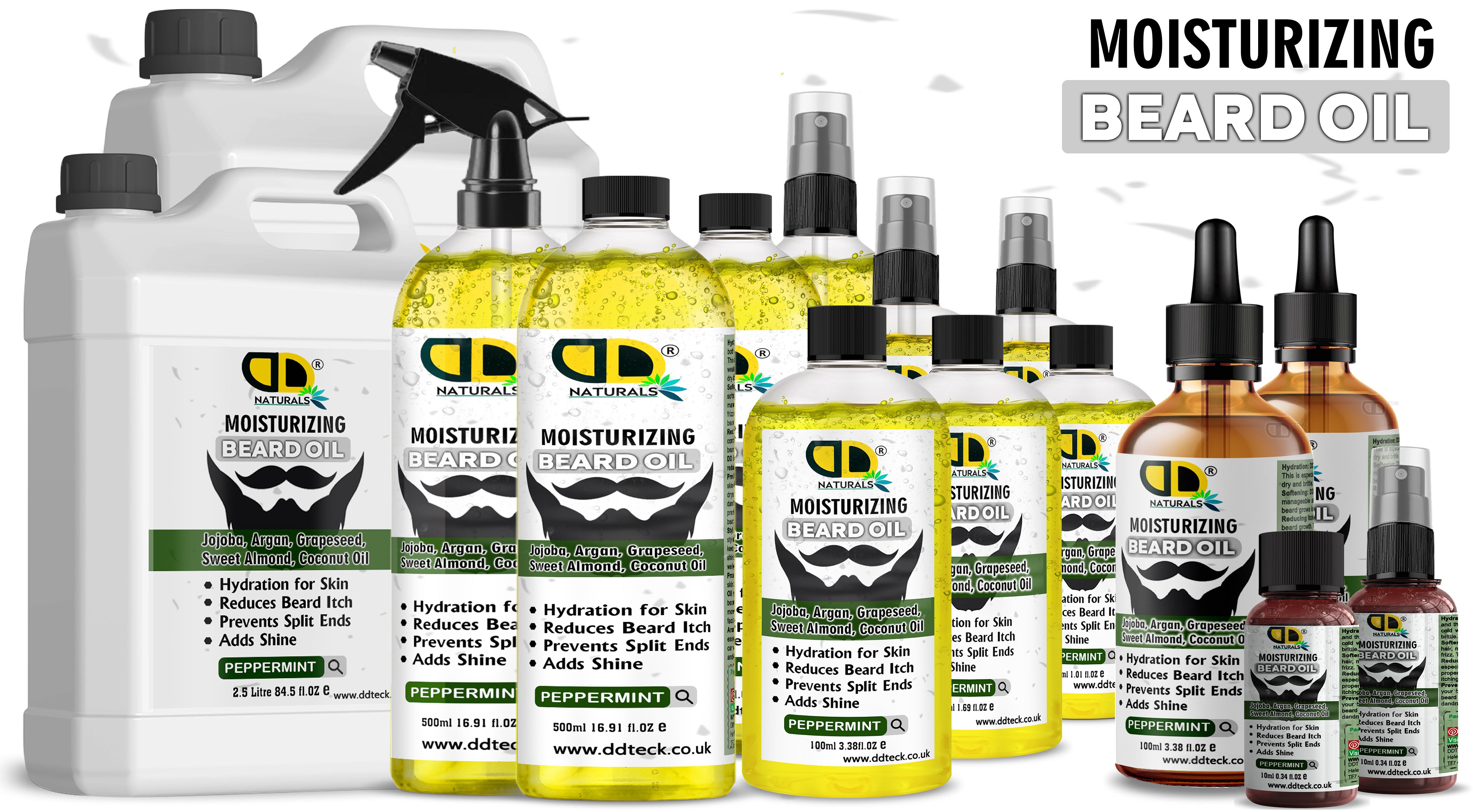 Moisturizing Peppermint Beard Oil - Premium Blend with Jojoba, Argan & Coconut Oil