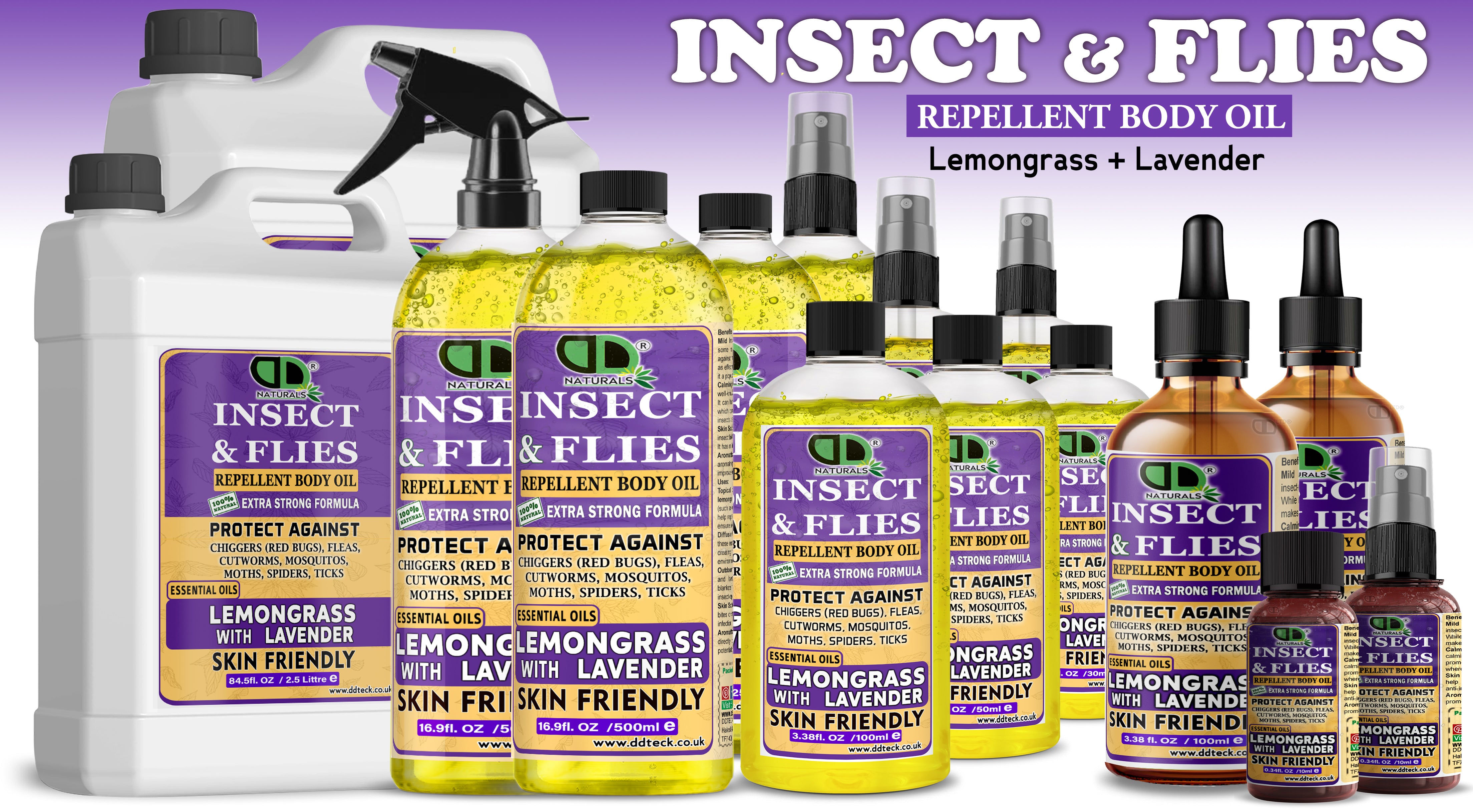 Insect & Flies Repellent Body Oil | Lemongrass & Lavender Essential Oils | Natural Bug Protection