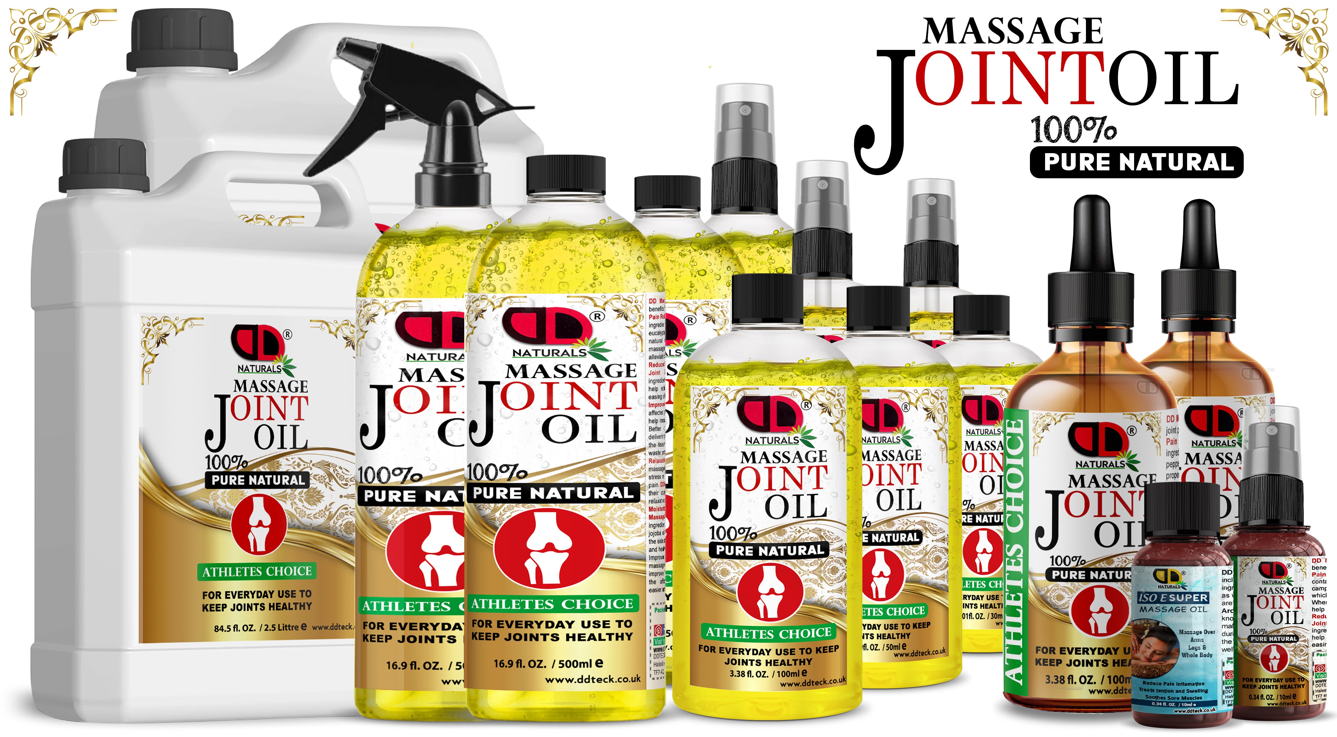 100% Pure Natural Joint Massage Oil - Athletes Choice for Healthy Joints